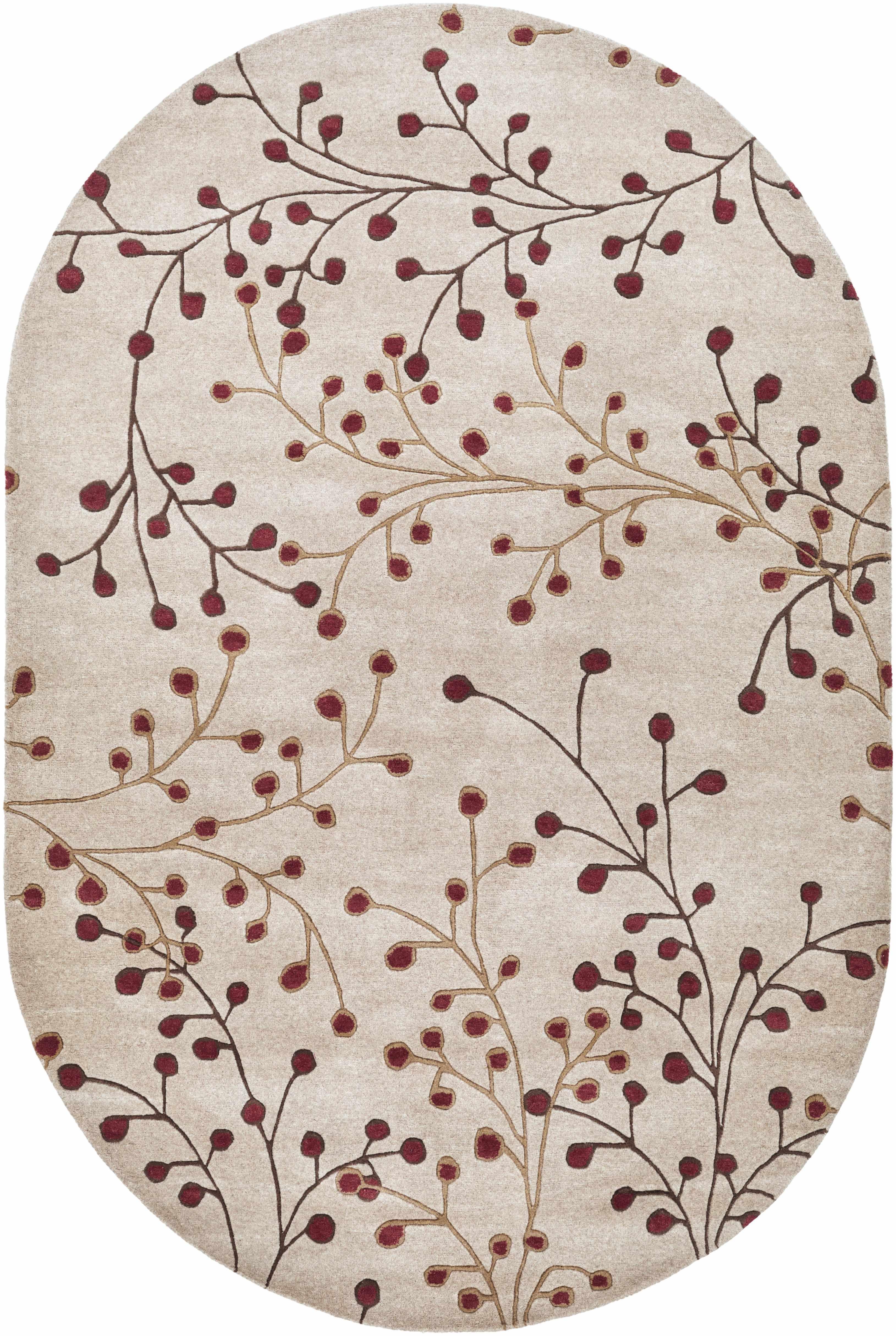 Elsu Beige&Burgandy Wool Rug - PRHOMZ