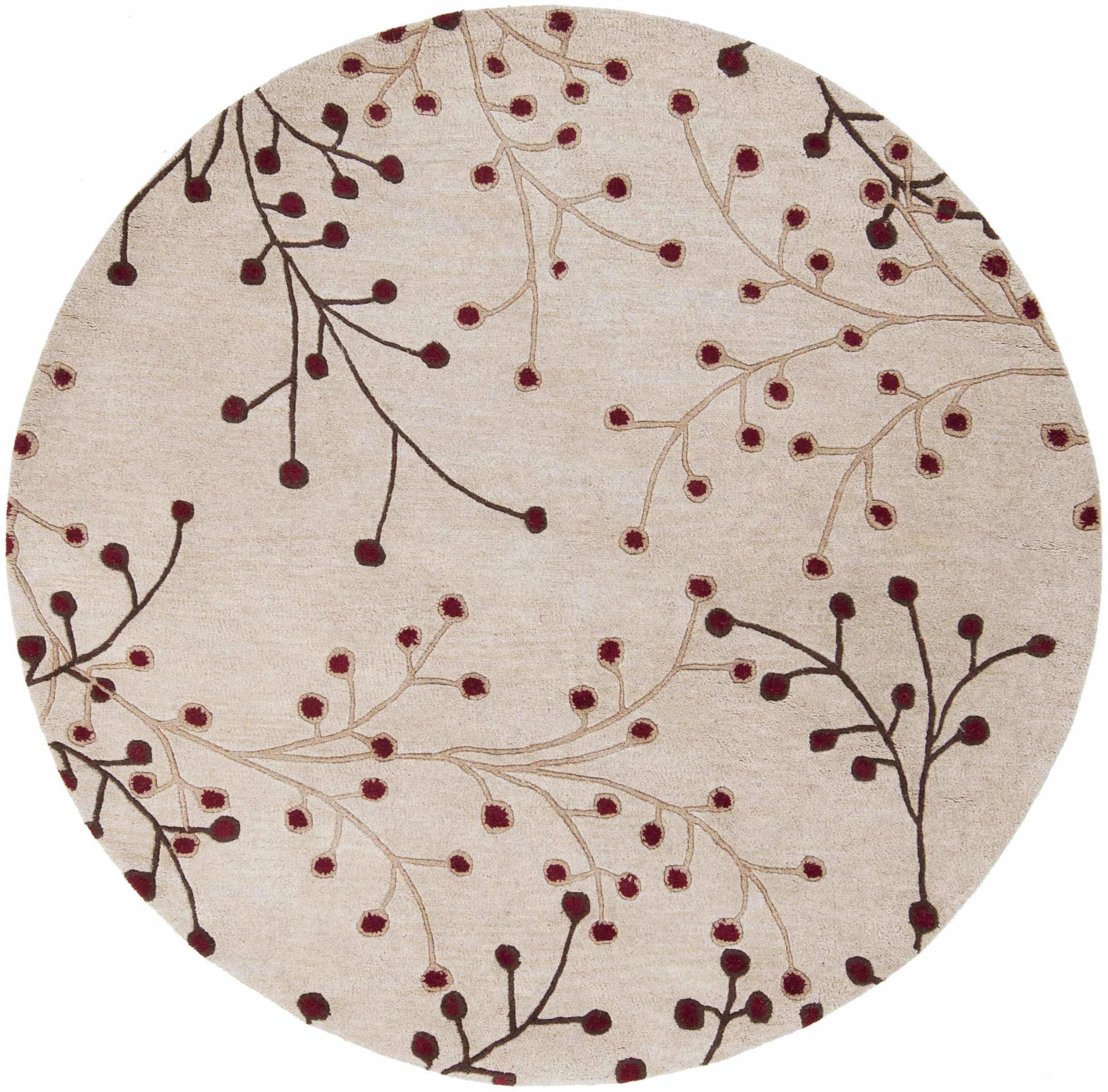 Elsu Beige&Burgandy Wool Rug - PRHOMZ