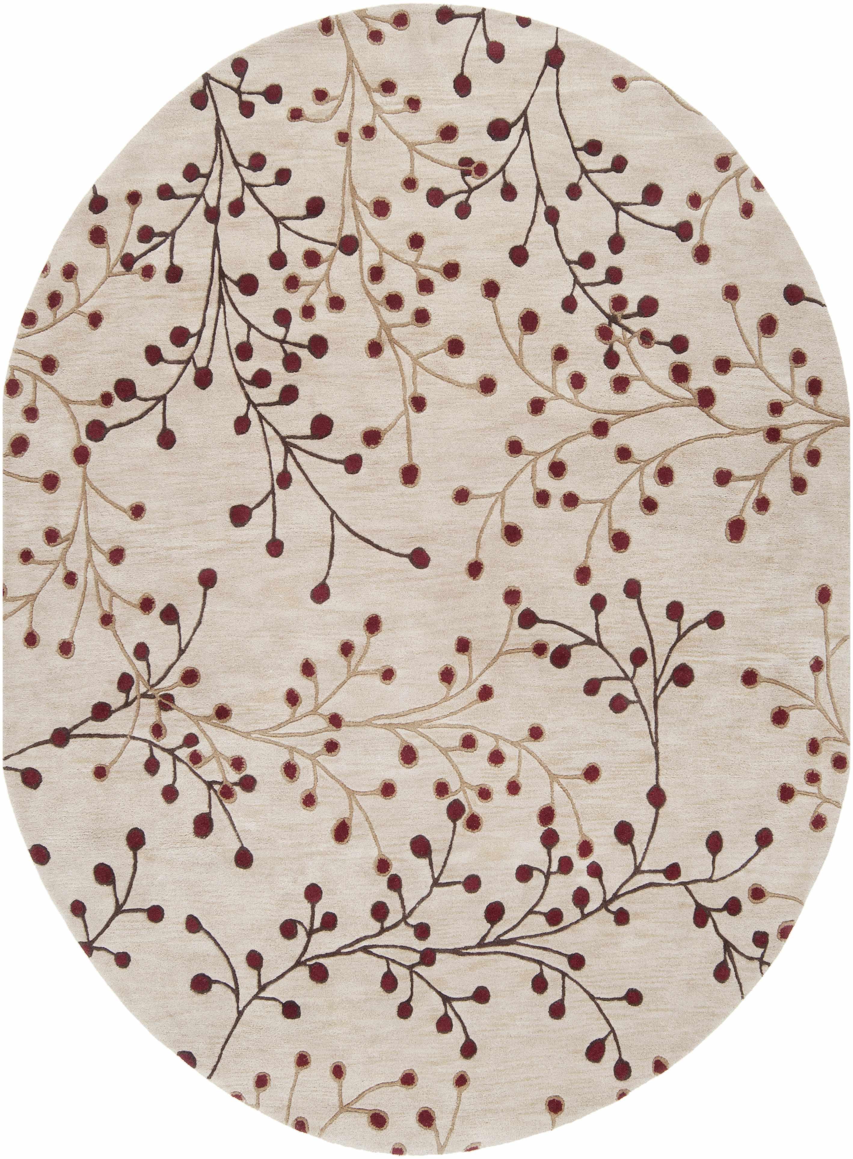 Elsu Beige&Burgandy Wool Rug - PRHOMZ