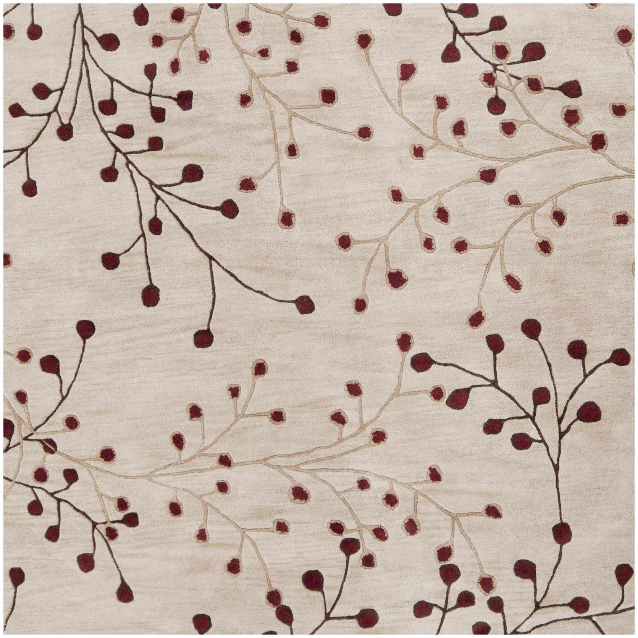 Elsu Beige&Burgandy Wool Rug - PRHOMZ