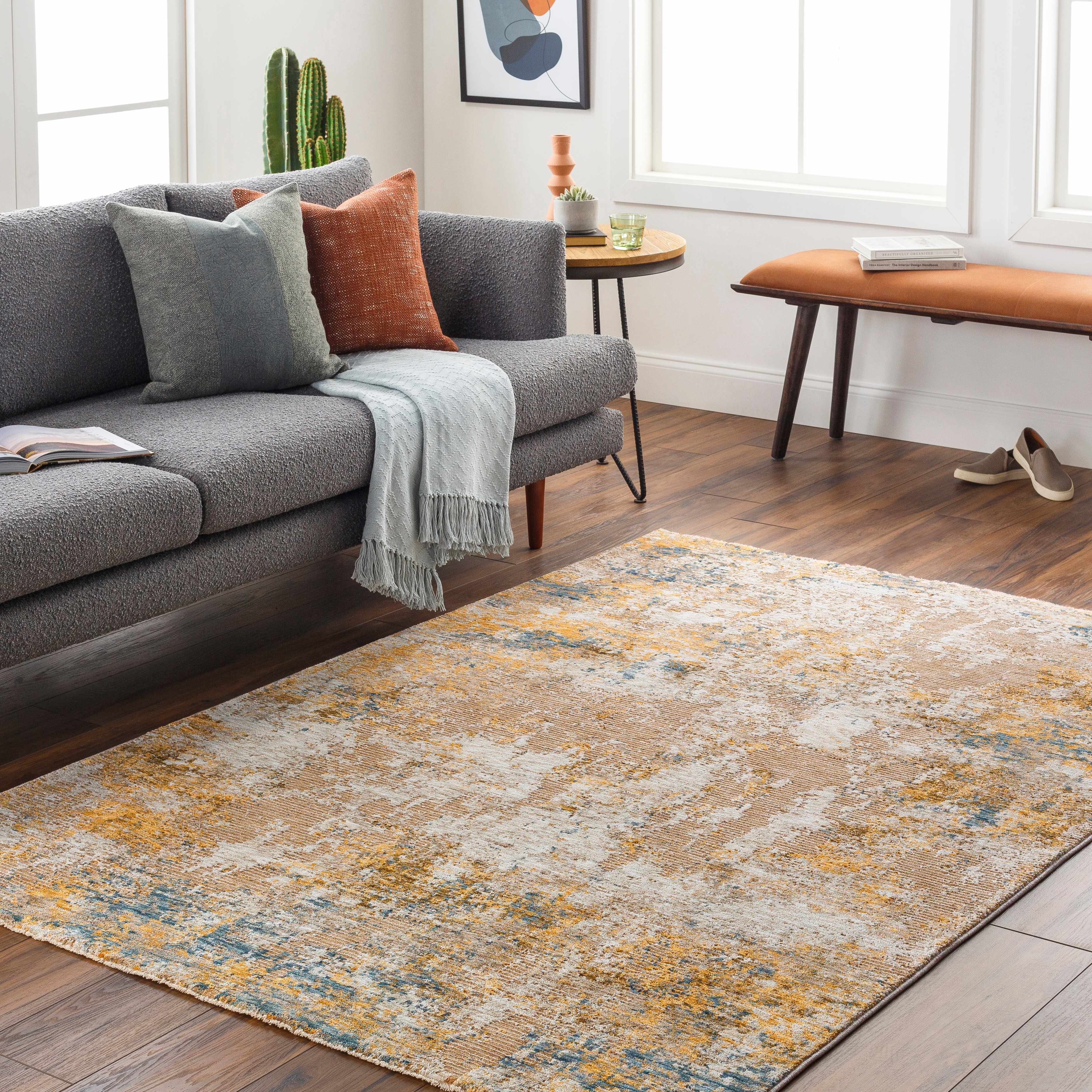 Meads Abstract Mustard Luxe Rug