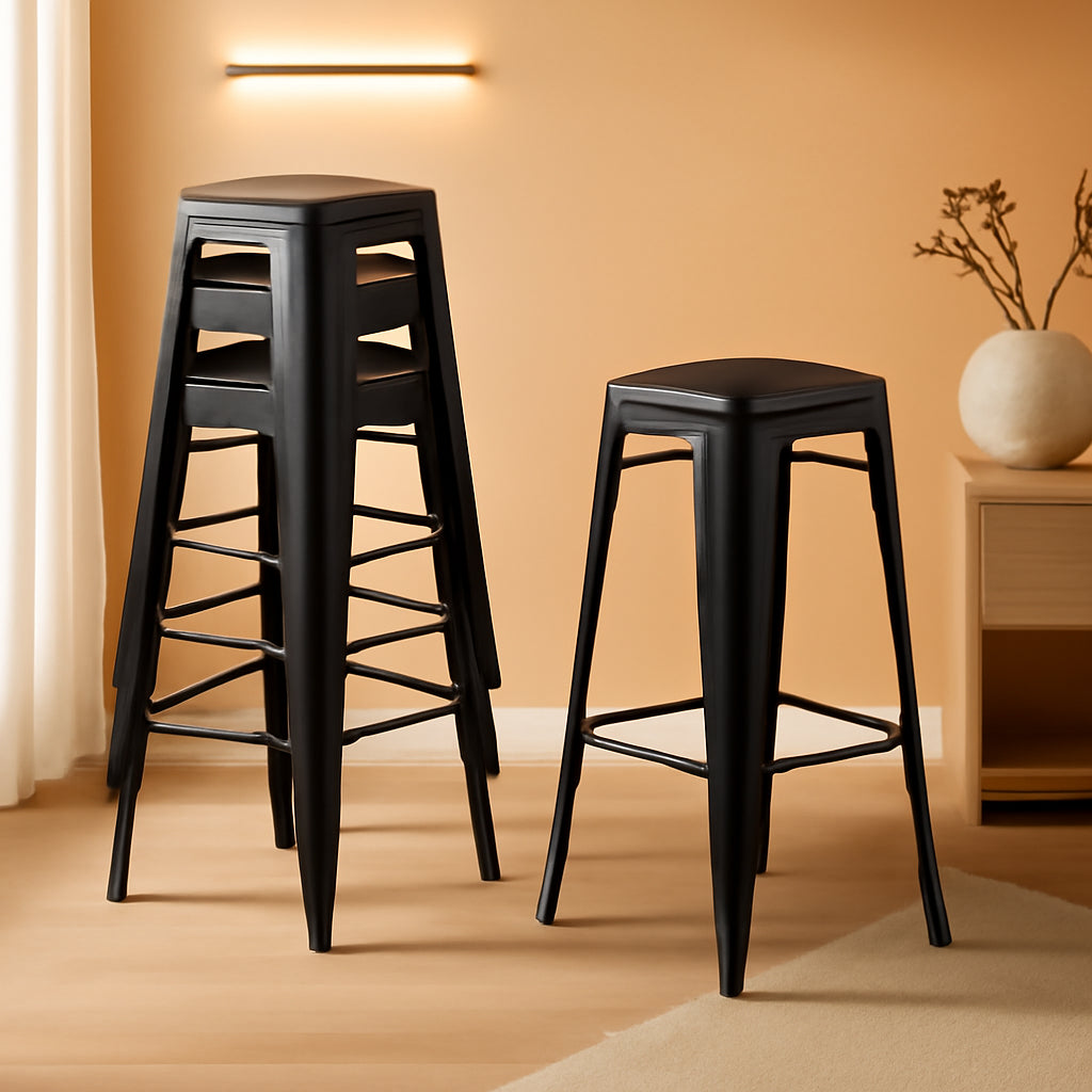 Backless Bar Stools 30 Inch Black Set Of 4 Stackable