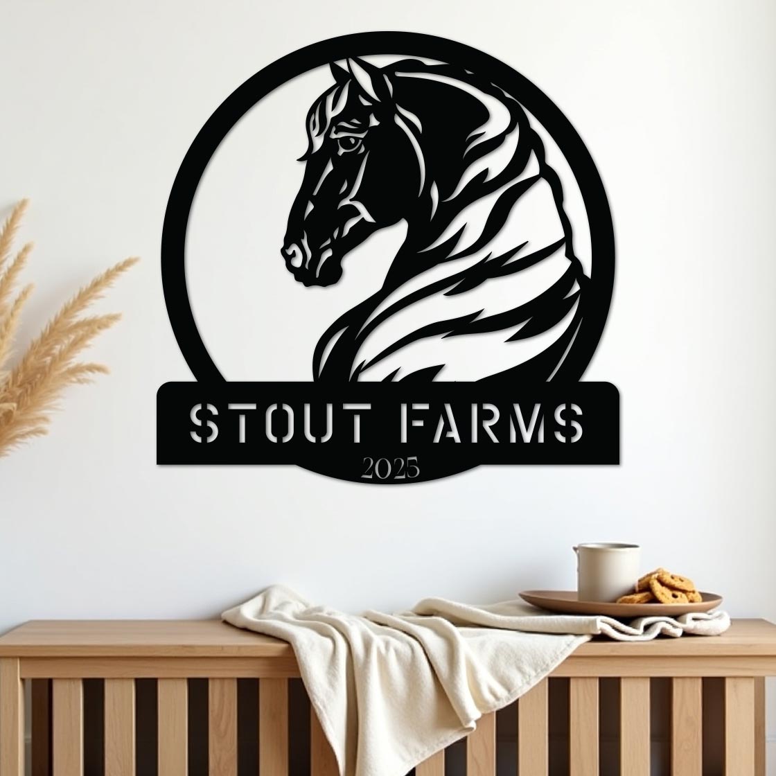 Metal Horse Farm Sign w Year-0