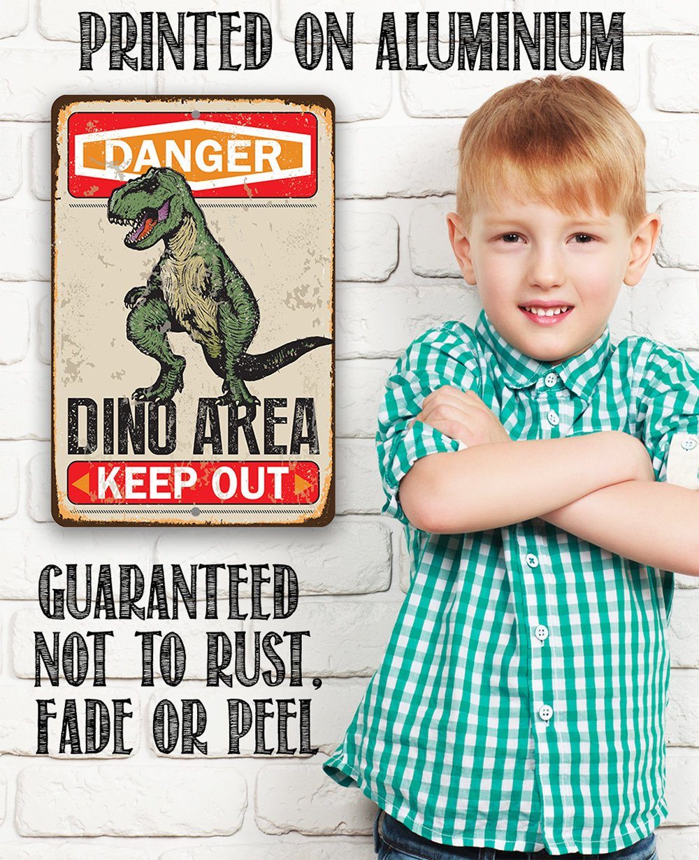 Danger Dinosaur Area Keep Out - Metal Sign