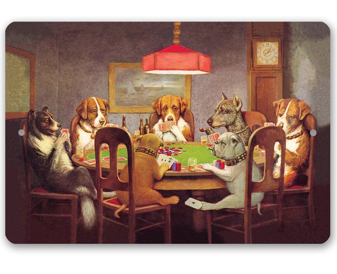 Dogs Playing Poker - Metal Sign