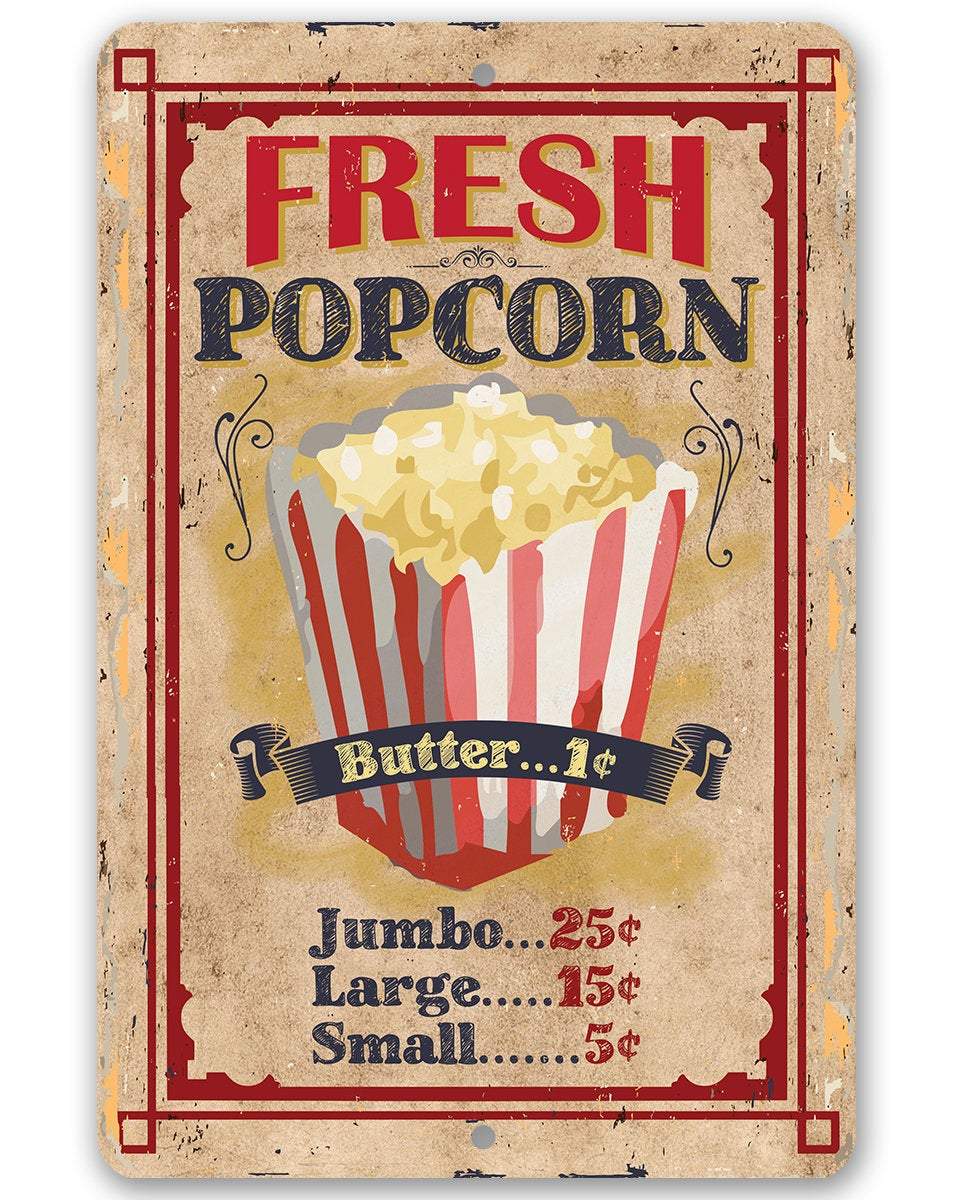 Fresh Popcorn - Metal Sign