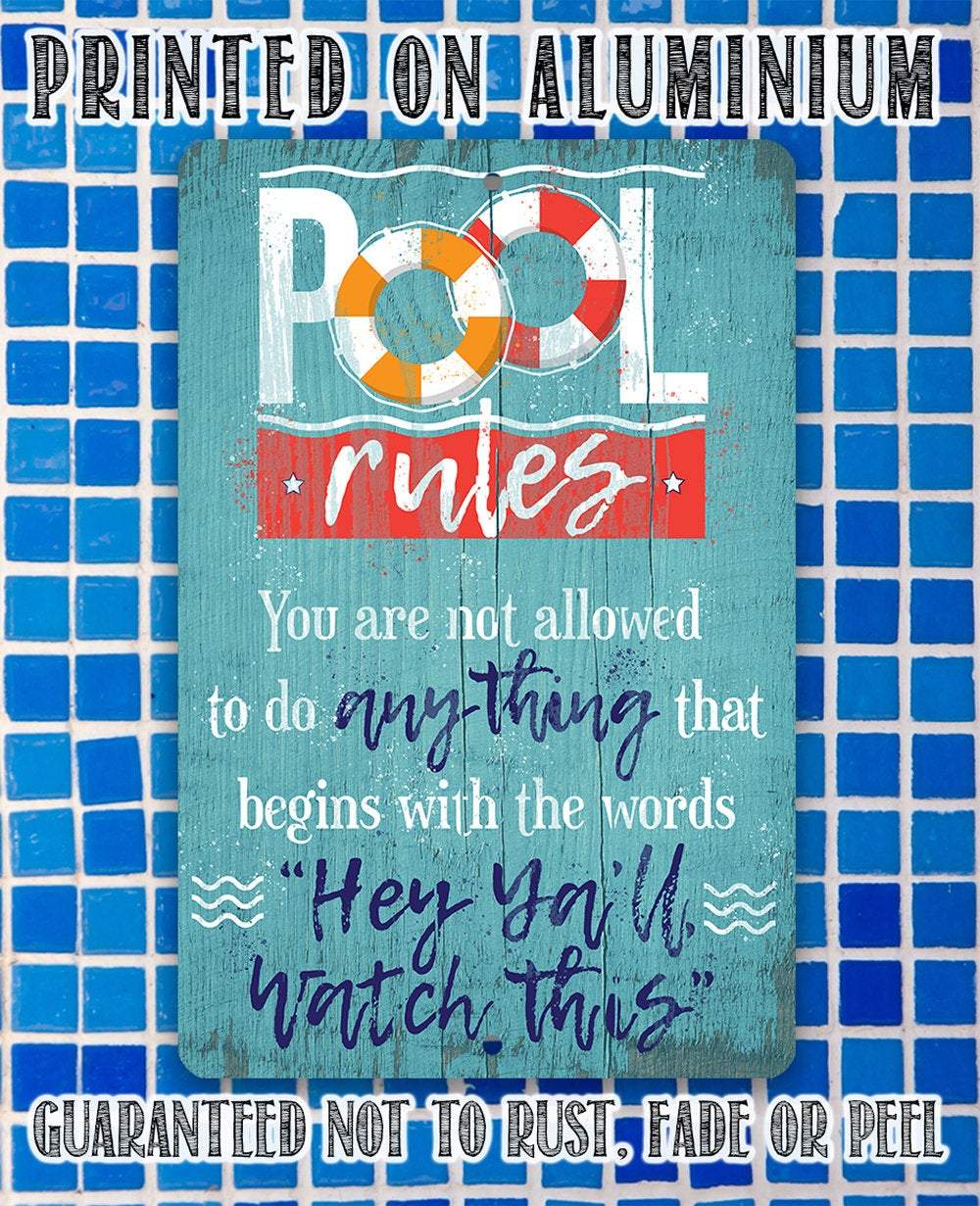 Pool Rules - Metal Sign