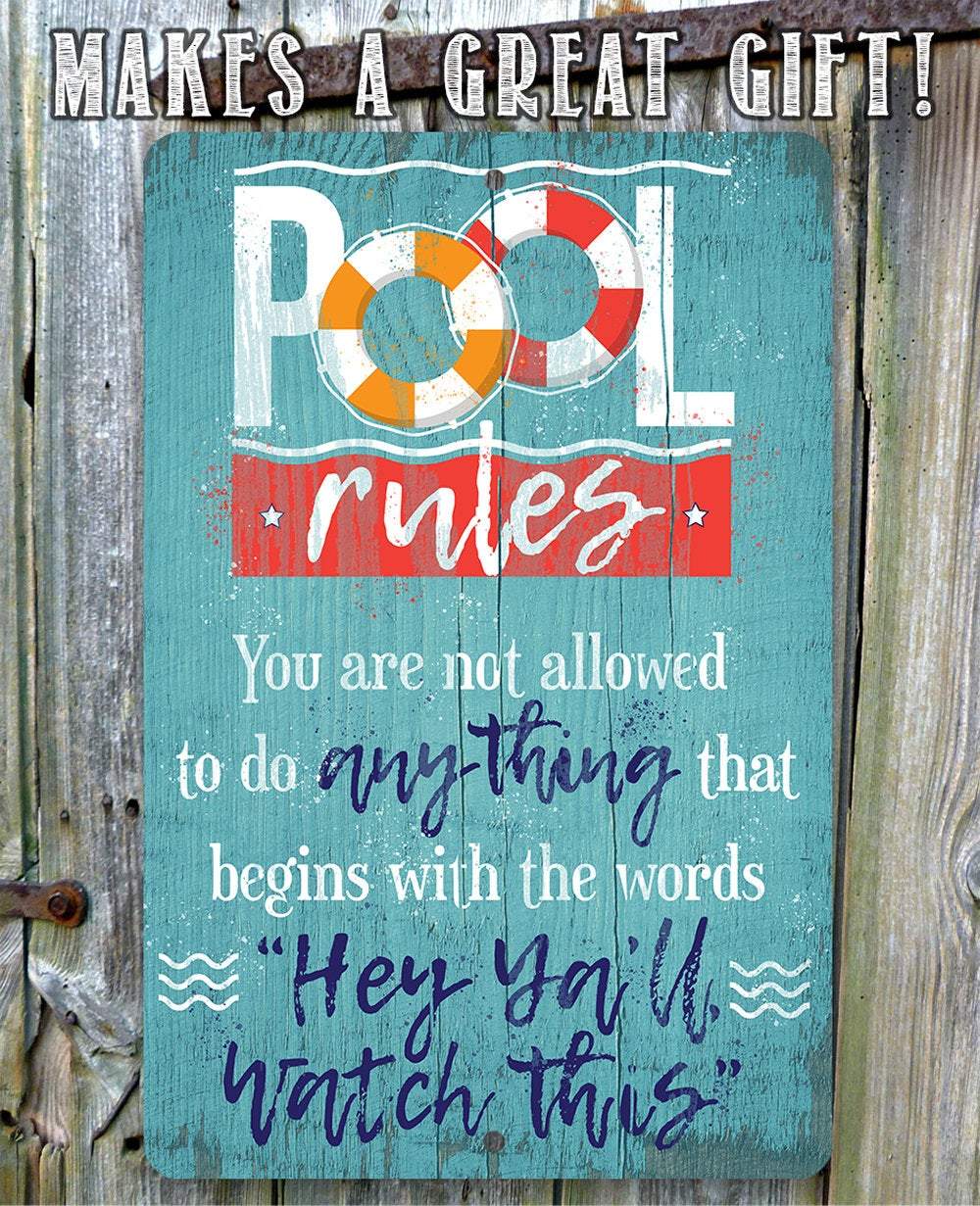Pool Rules - Metal Sign