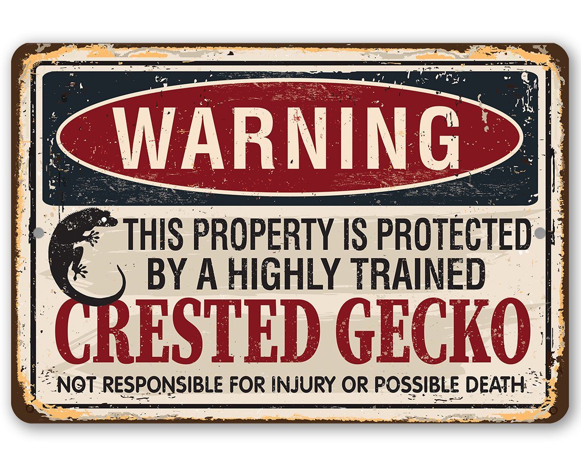 Property Protected By Crested Gecko - Metal Sign