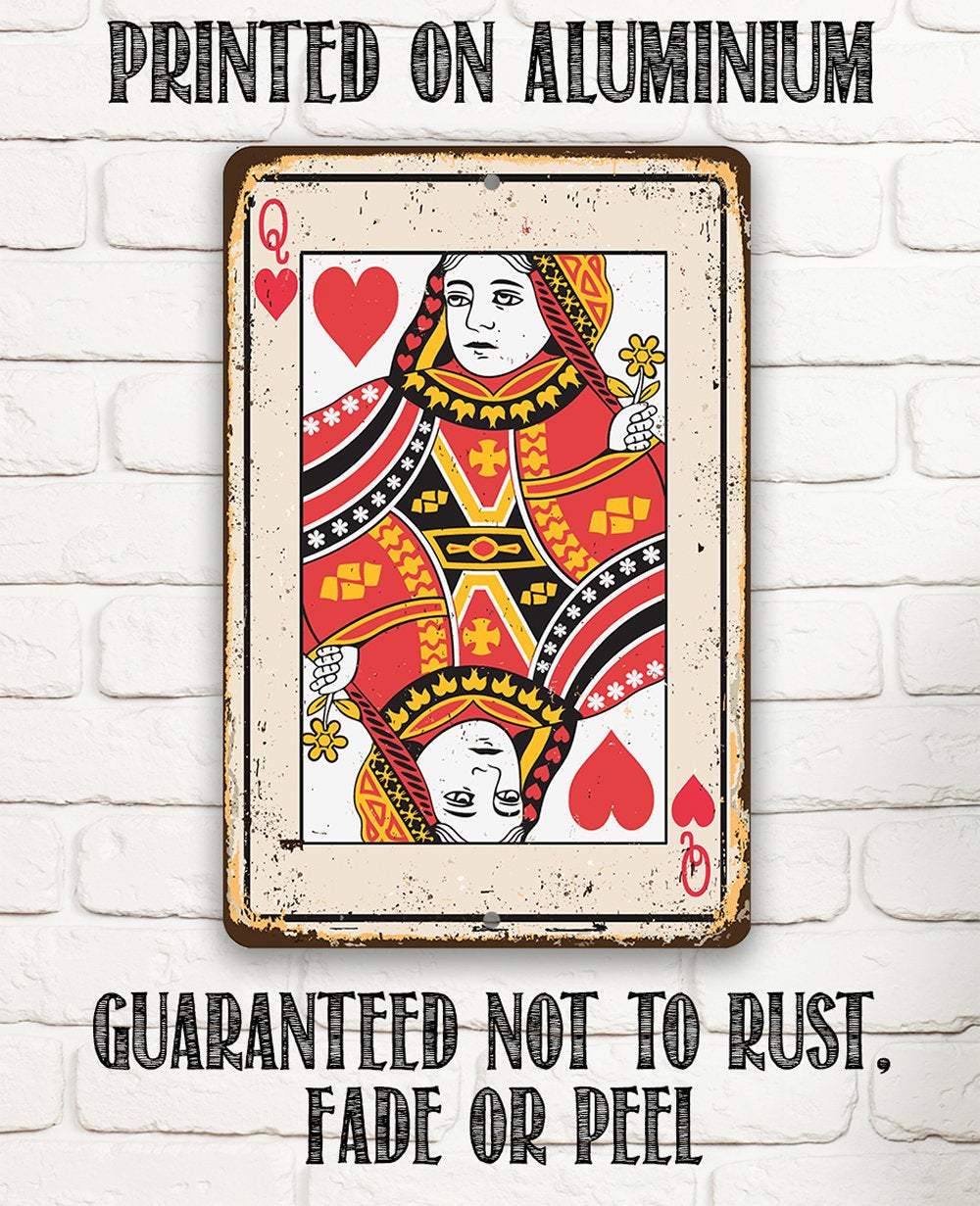Queen of Hearts Card - Metal Sign