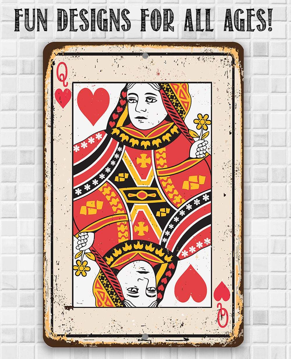 Queen of Hearts Card - Metal Sign