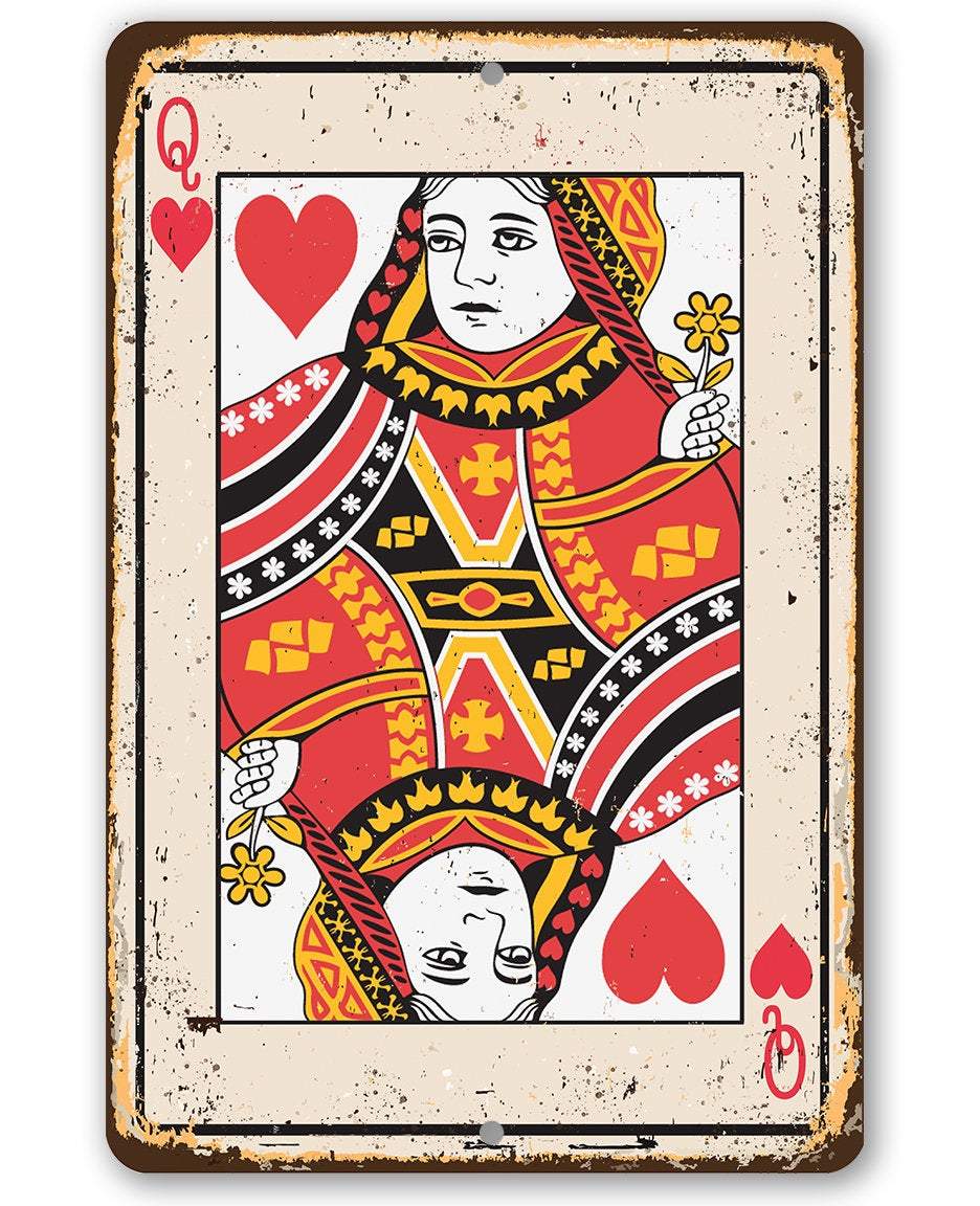 Queen of Hearts Card - Metal Sign