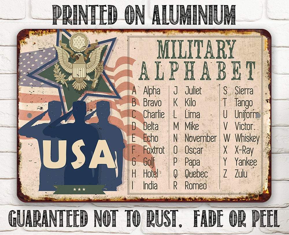 USA Military Alphabet - Metal Sign