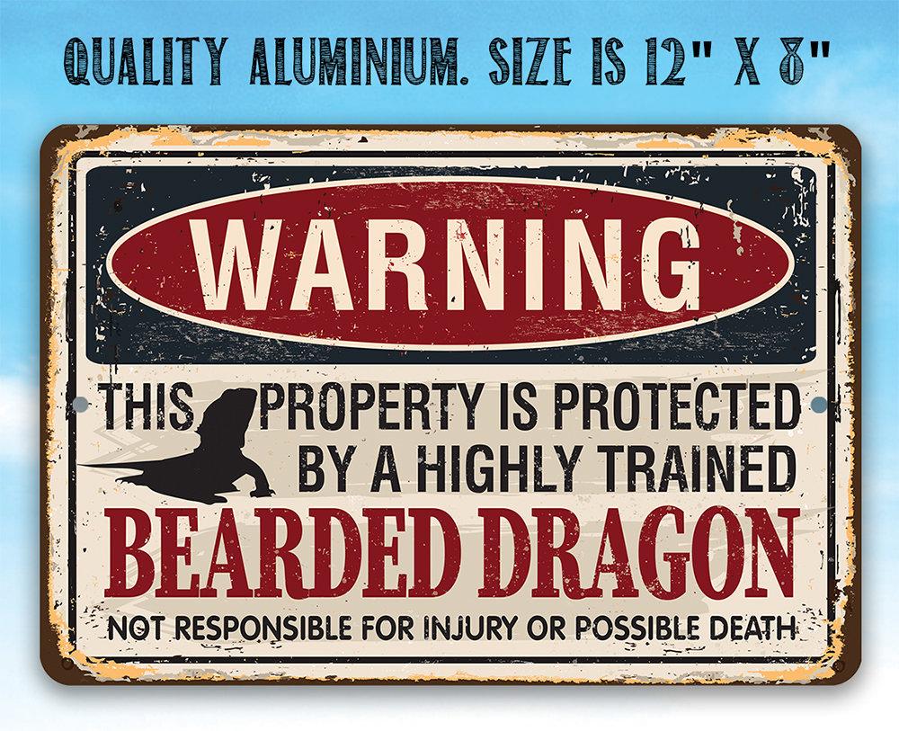Warning Property Protected By Bearded Dragon - Metal Sign