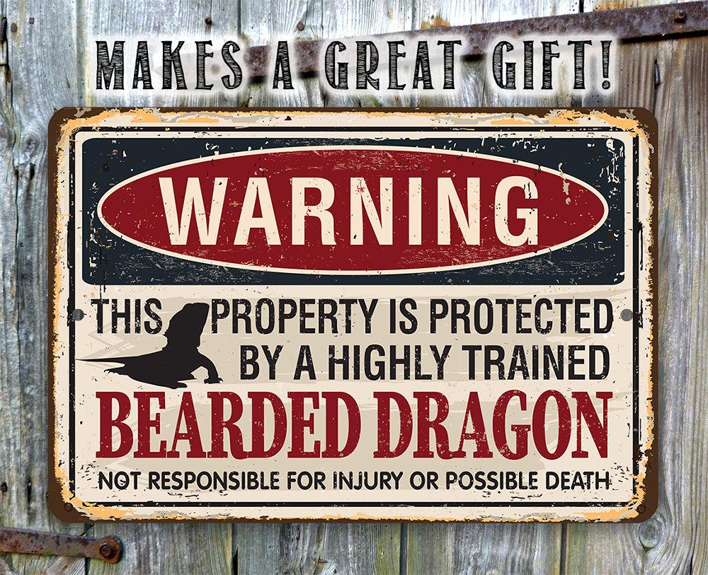 Warning Property Protected By Bearded Dragon - Metal Sign