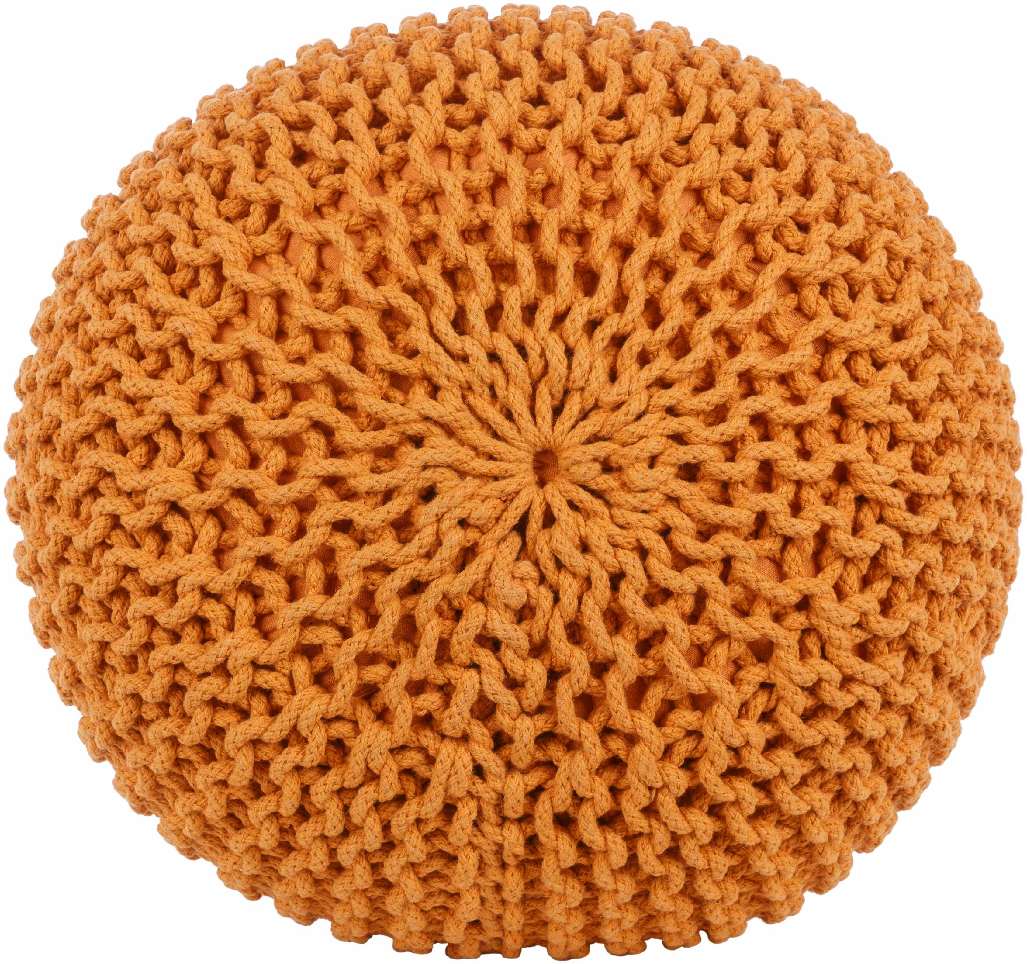 Morimondo Orange Knitted Cotton Pouf-1