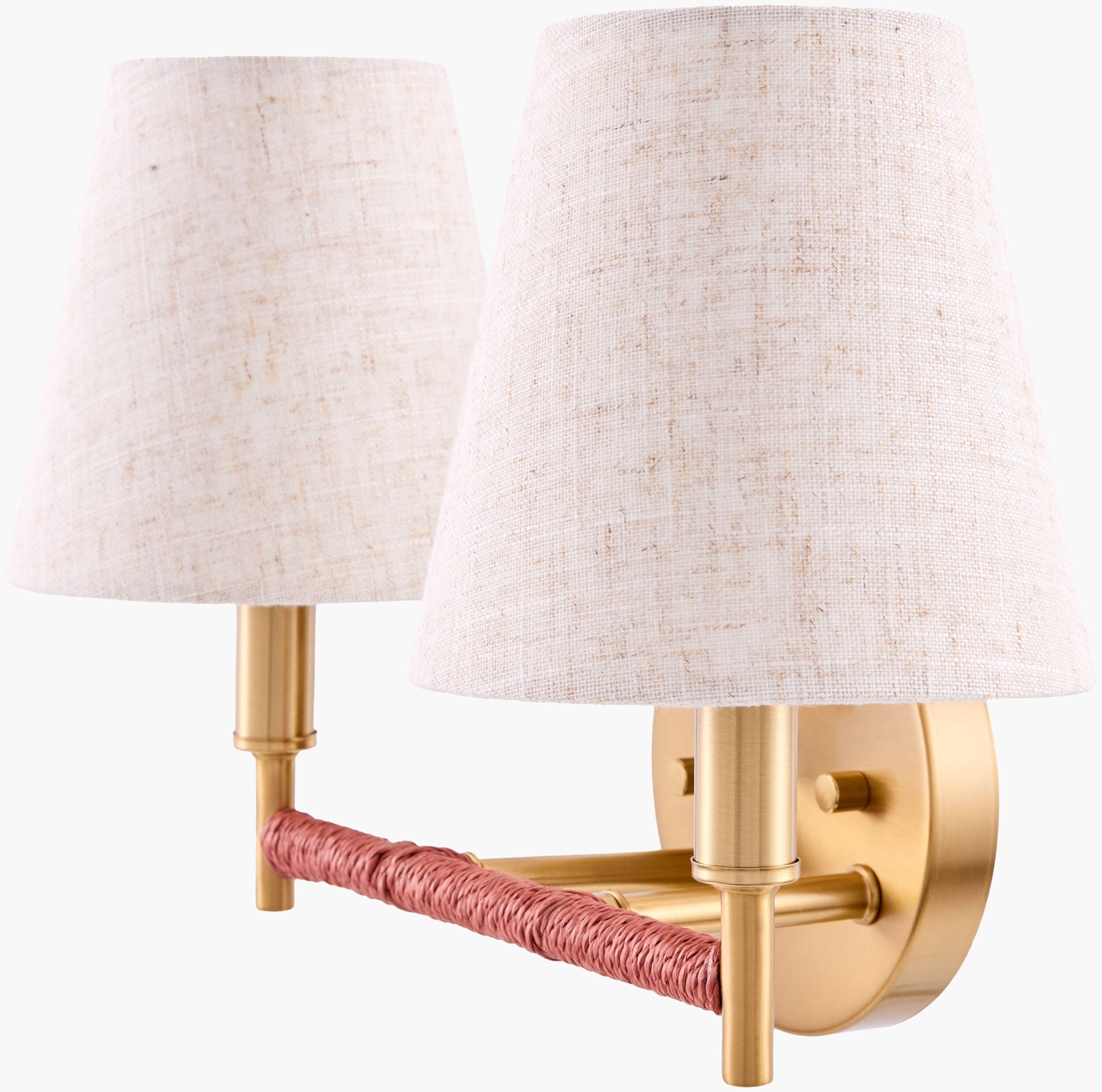 Rich Orange Modern Wall Sconce with linen details for hallway or bedroom lighting-0