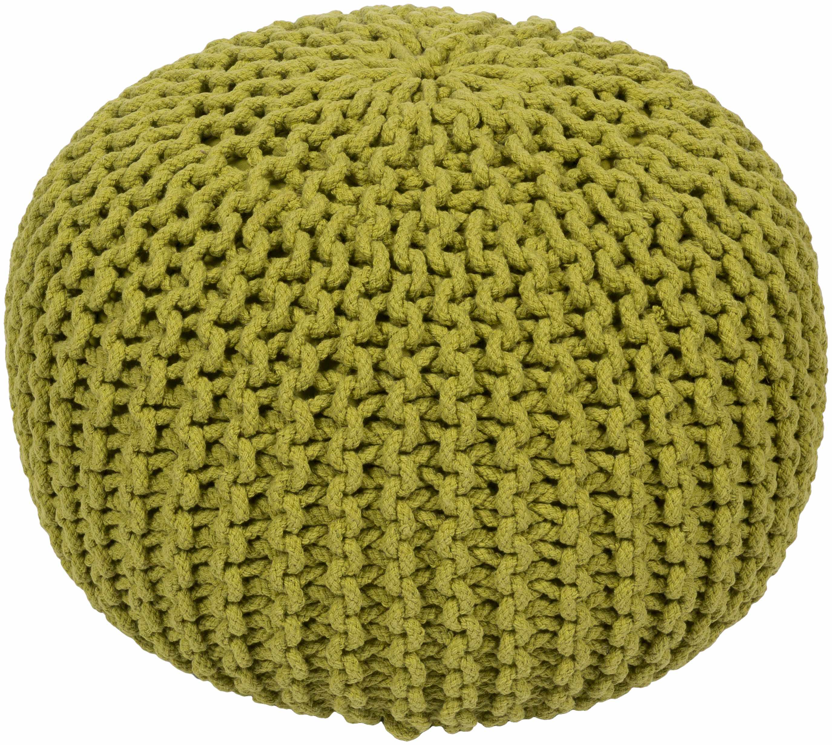 Osborne Olive Knitted Cotton Pouf-1
