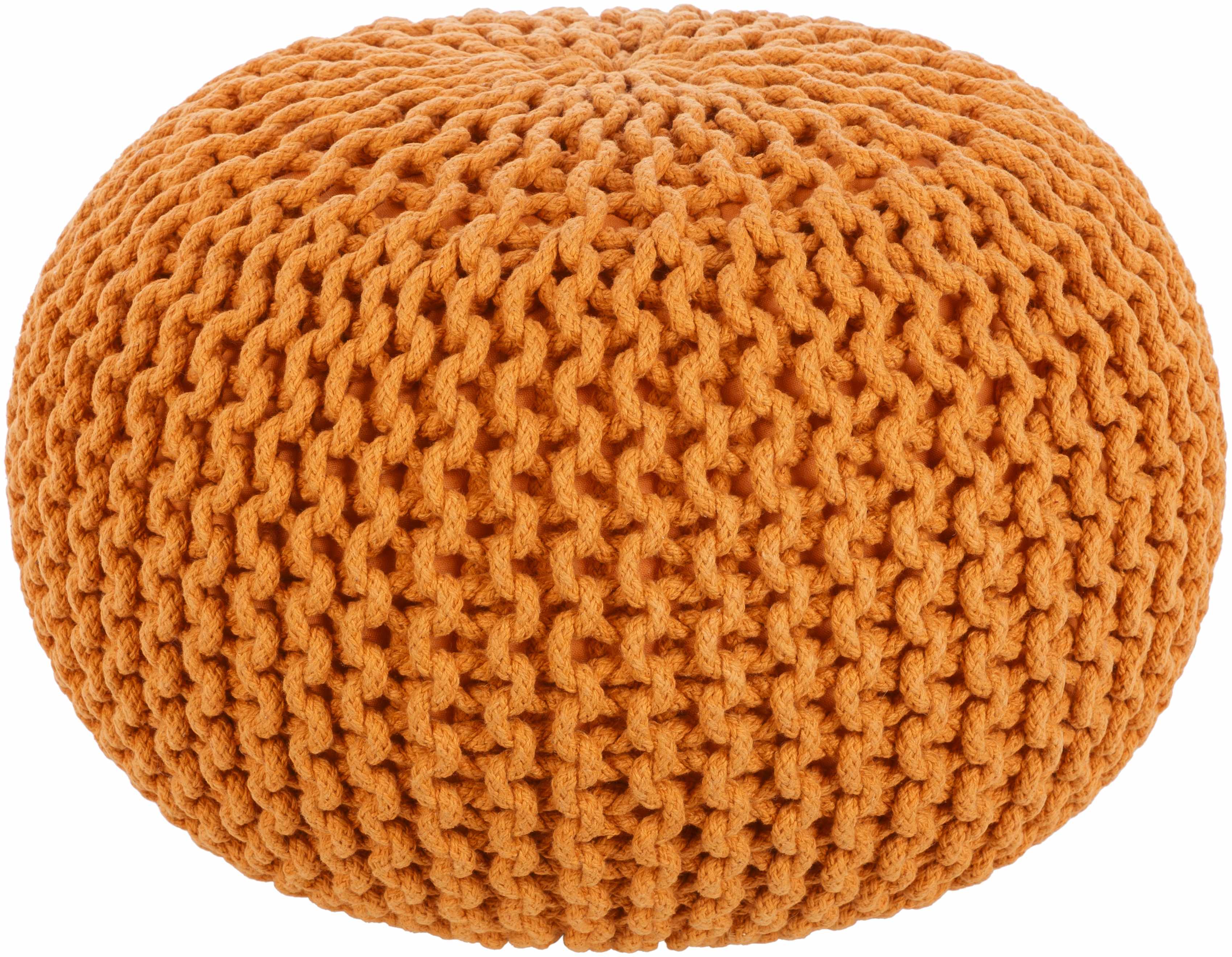 Morimondo Orange Knitted Cotton Pouf-0