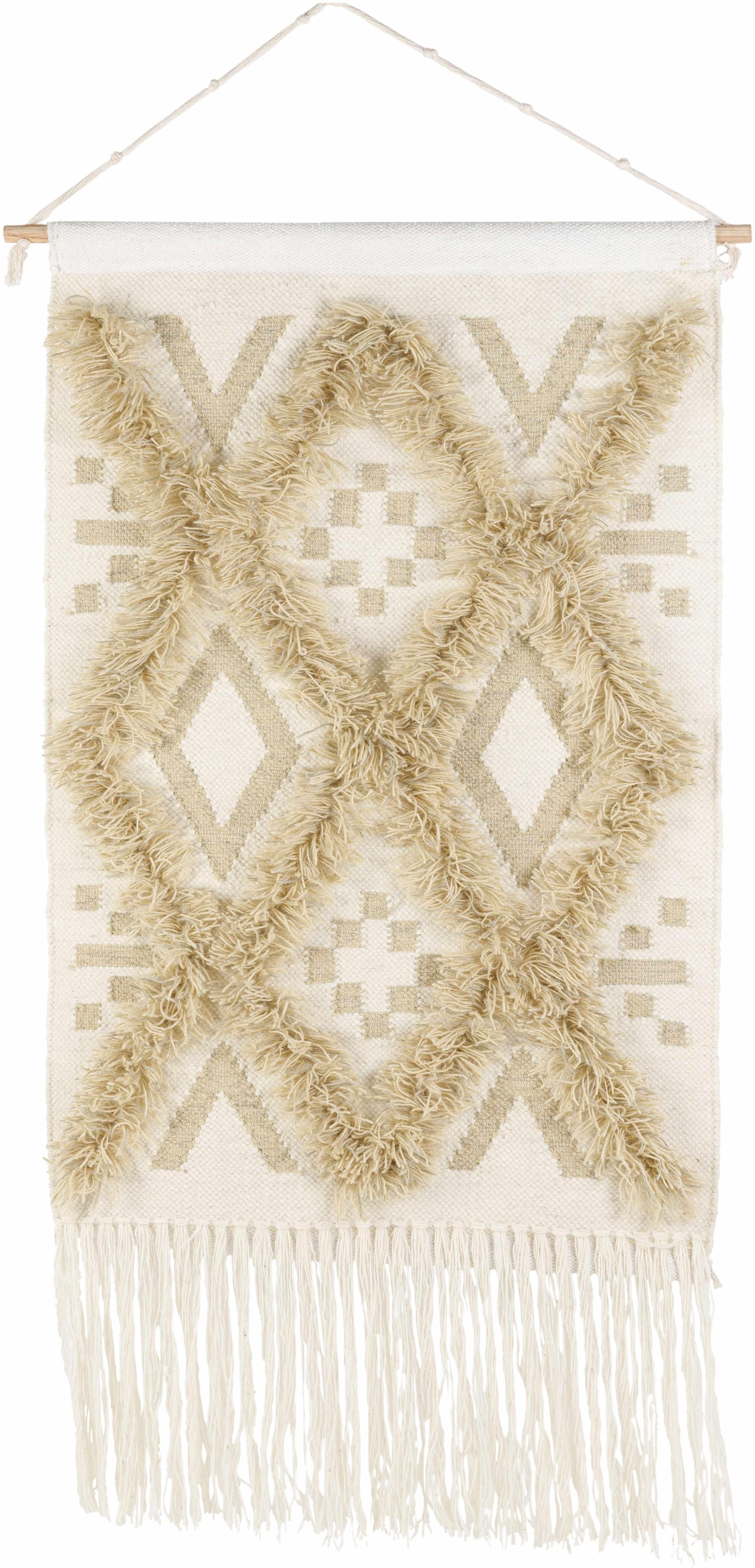 Malay Cream Diamond Fringe Wall Hanging - PRHOMZ