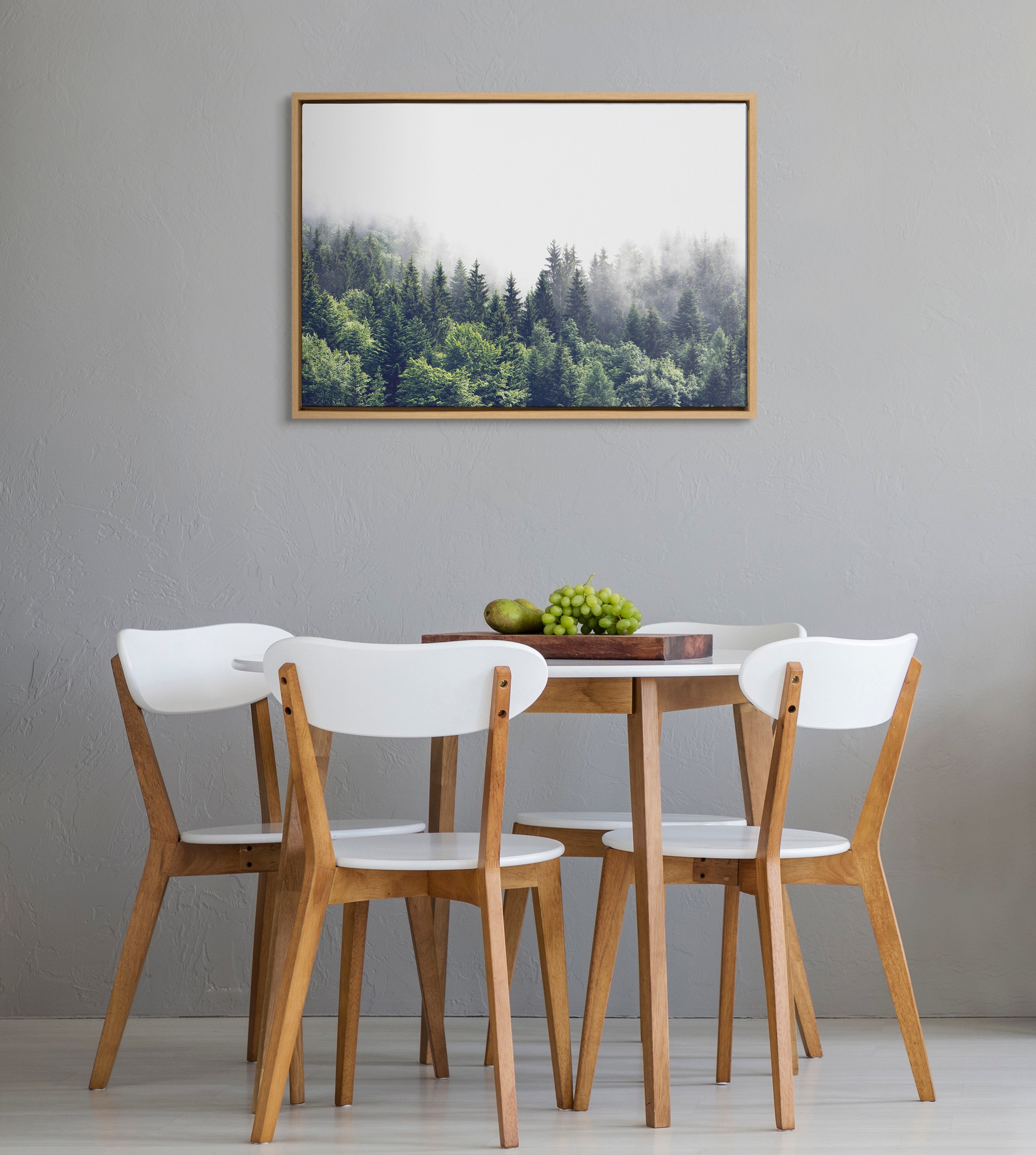 Sylvie Lush Green Forest On A Foggy Day Framed Canvas by The Creative Bunch Studio