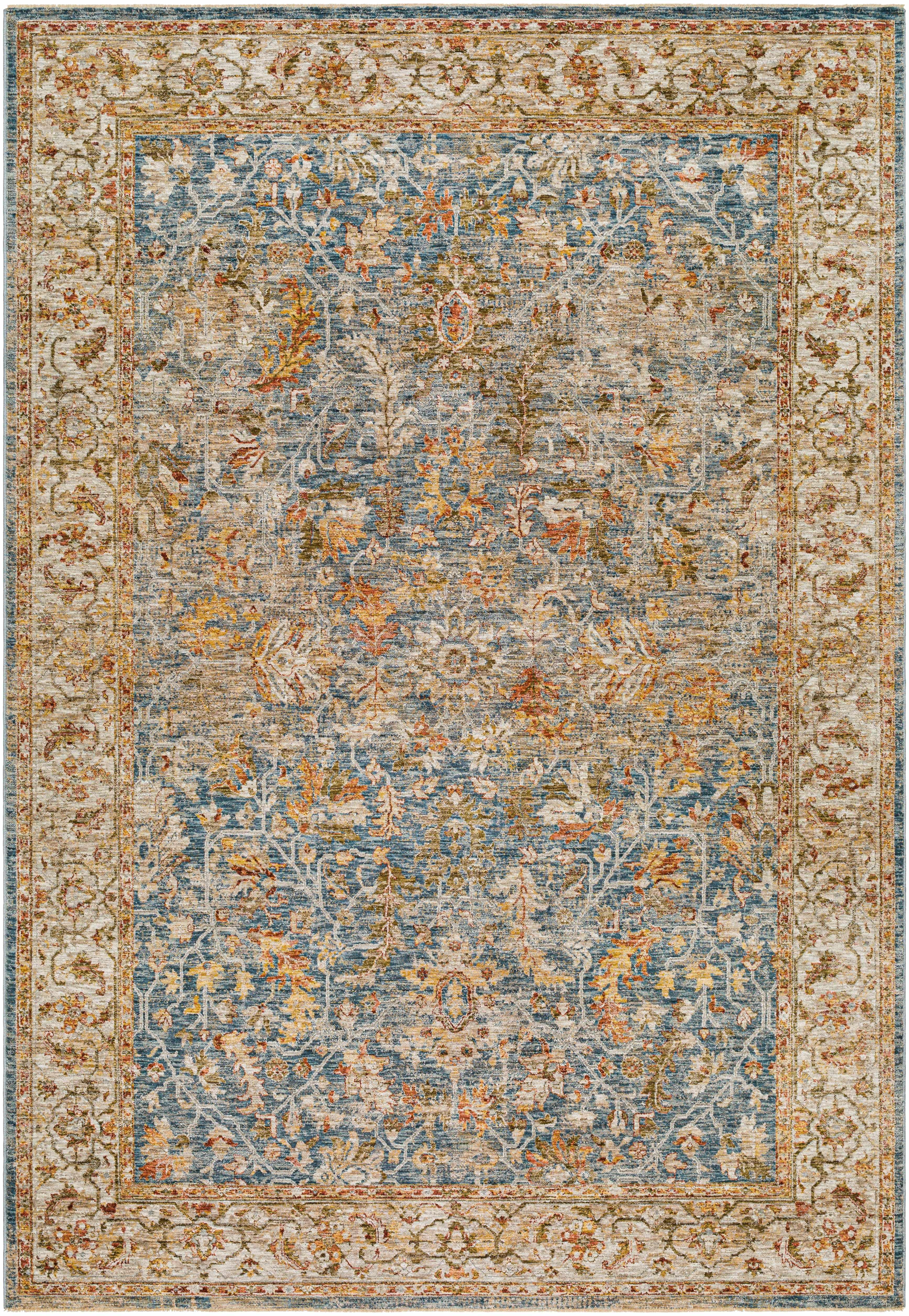 Asabi Blue Textured Rug with Fringes - PRHOMZ