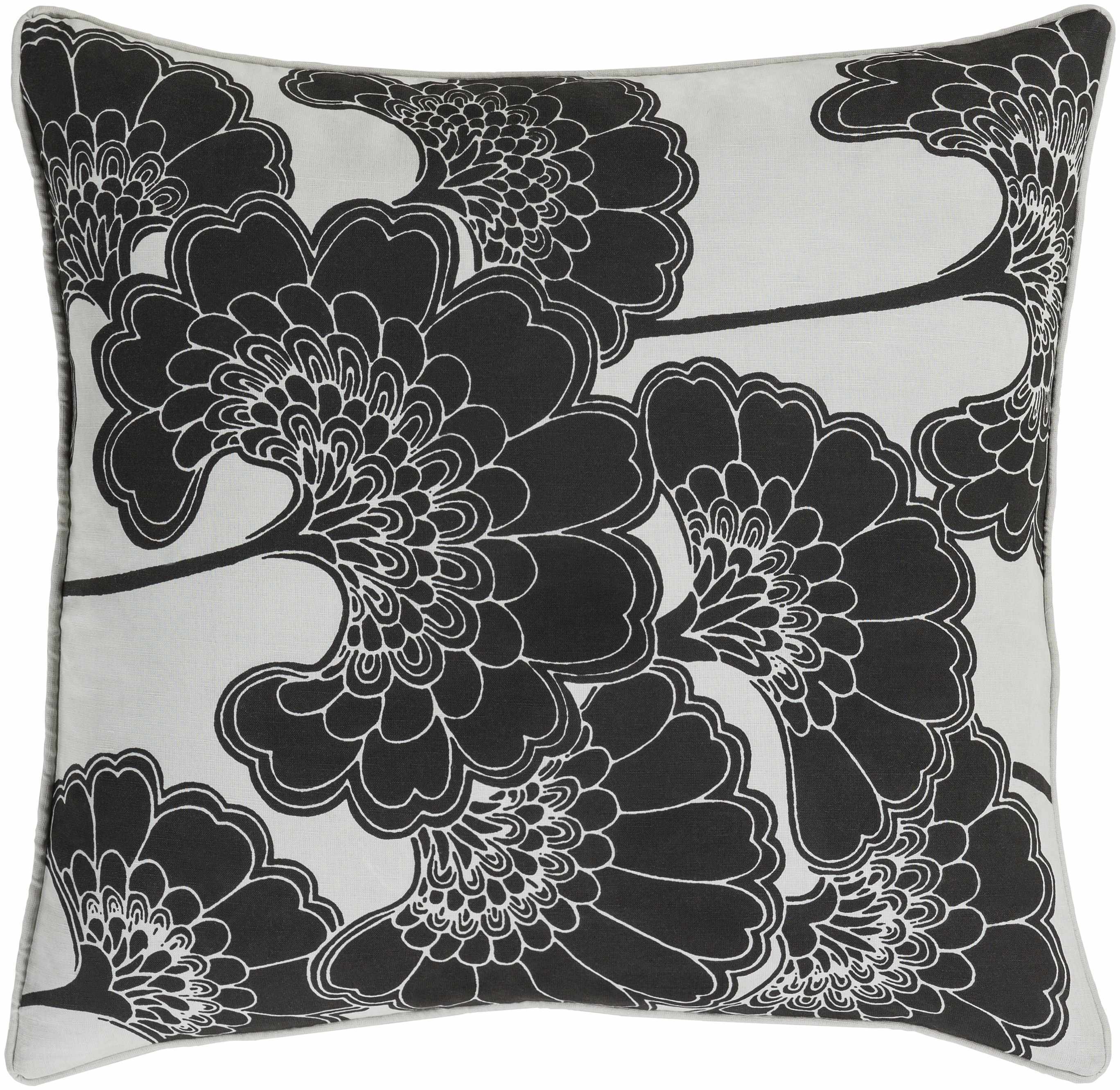 Montmorency Black Floral Elegance Throw Pillow - Clearance-0