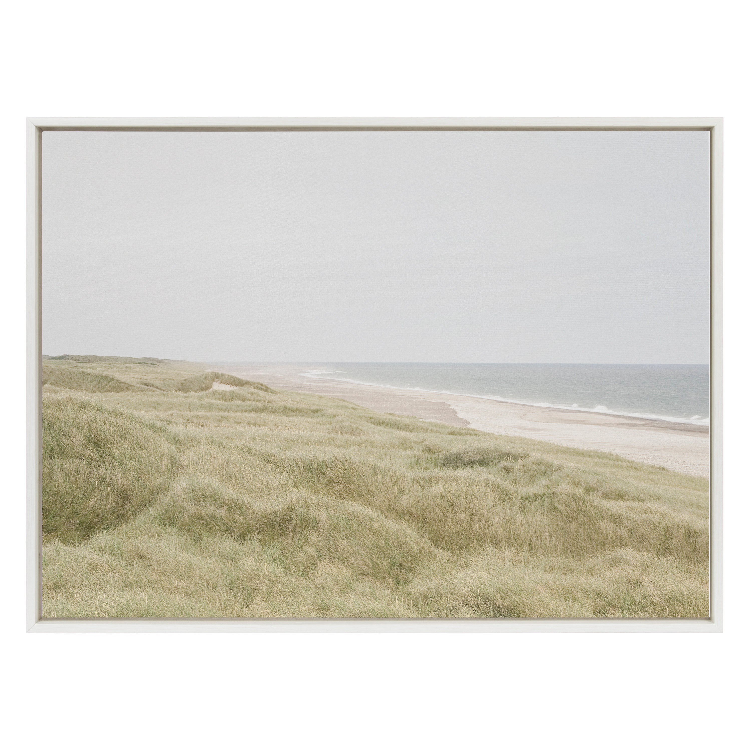 Sylvie Peaceful and Serene Coastal Landscape Framed Canvas by The Creative Bunch Studio