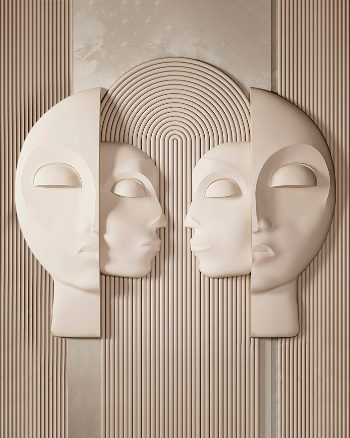 Wabi-Sabi 3D Face Wall Relief Art