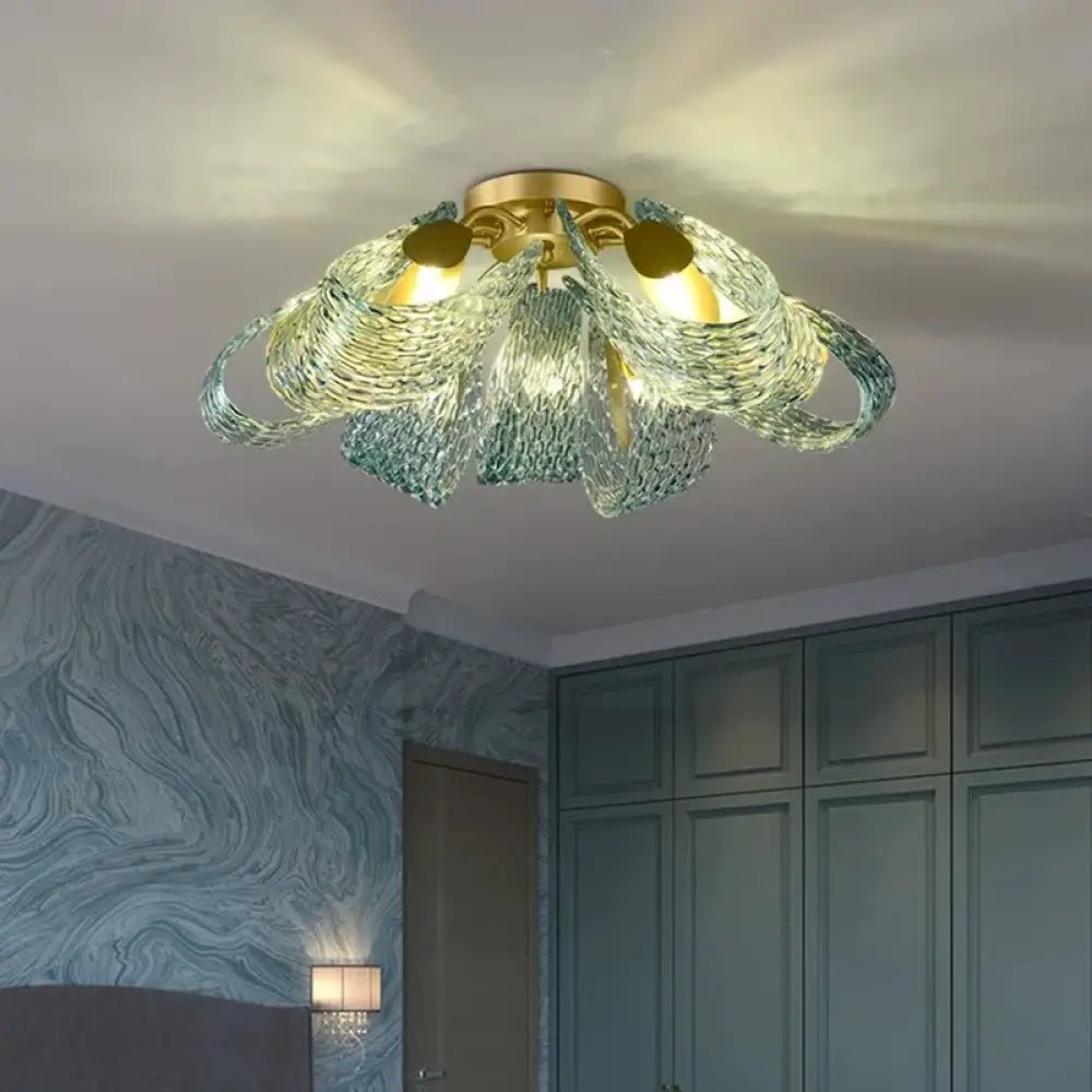 Modern Copper Glass Ceiling Light | Dining Room Lighting