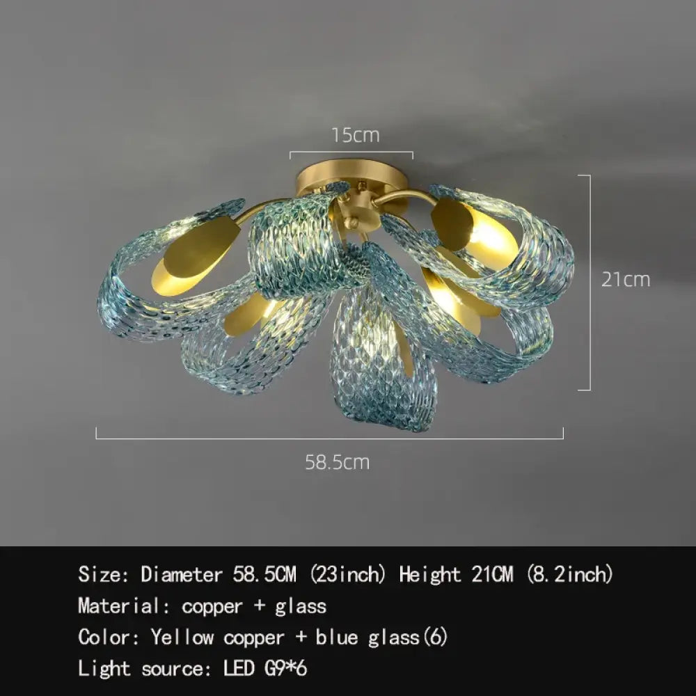Modern Copper Glass Ceiling Light | Dining Room Lighting