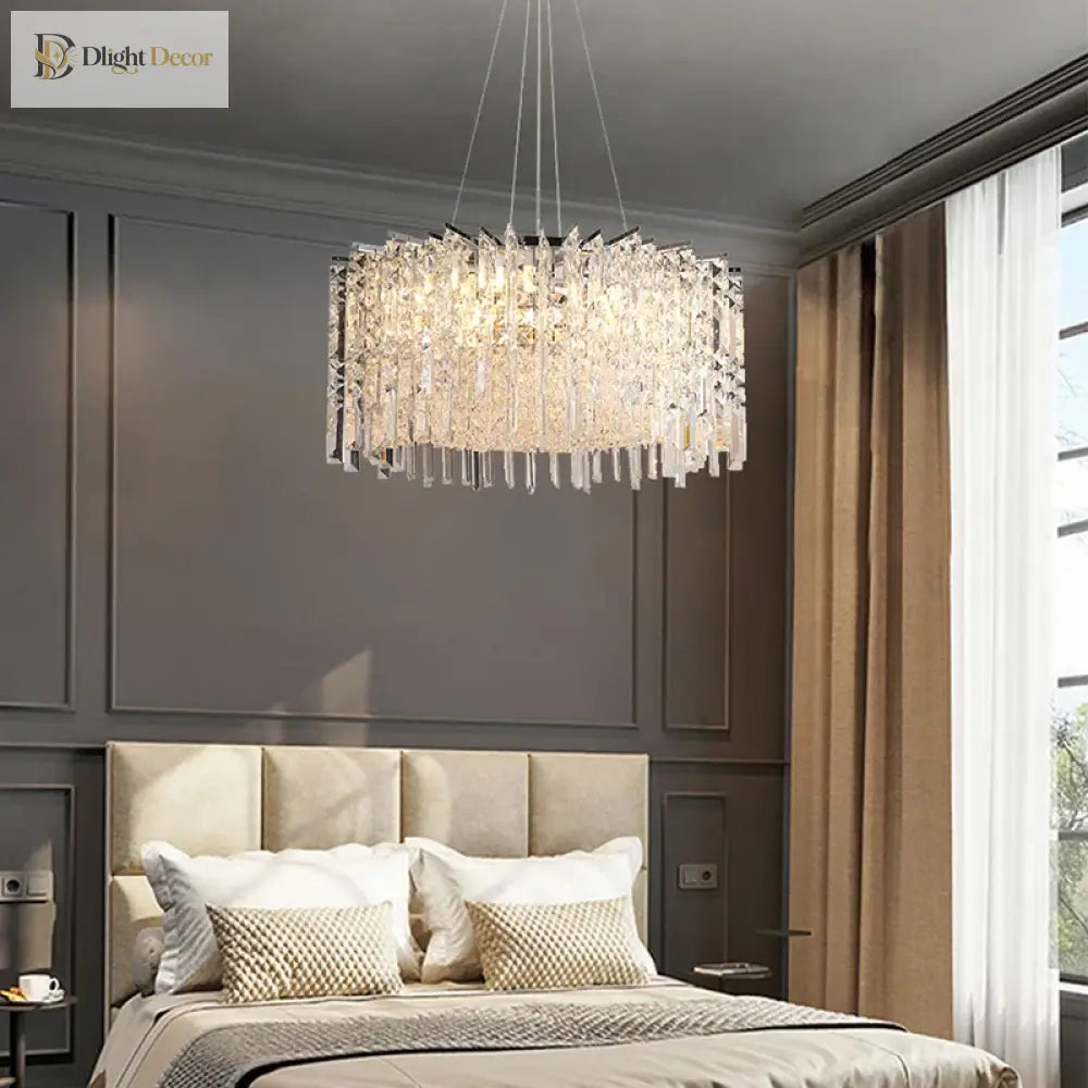 Modern Crystal Chrome Chandelier | Dining Room Lighting