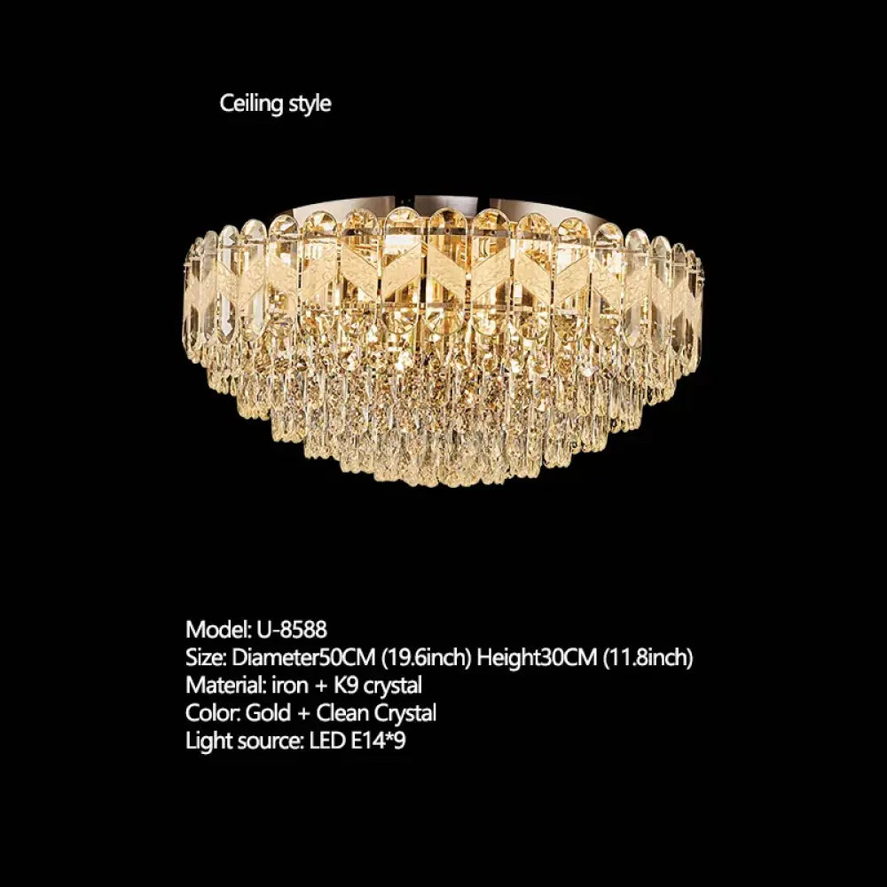 Modern Crystal Gold Chandelier | Dining Room Lighting
