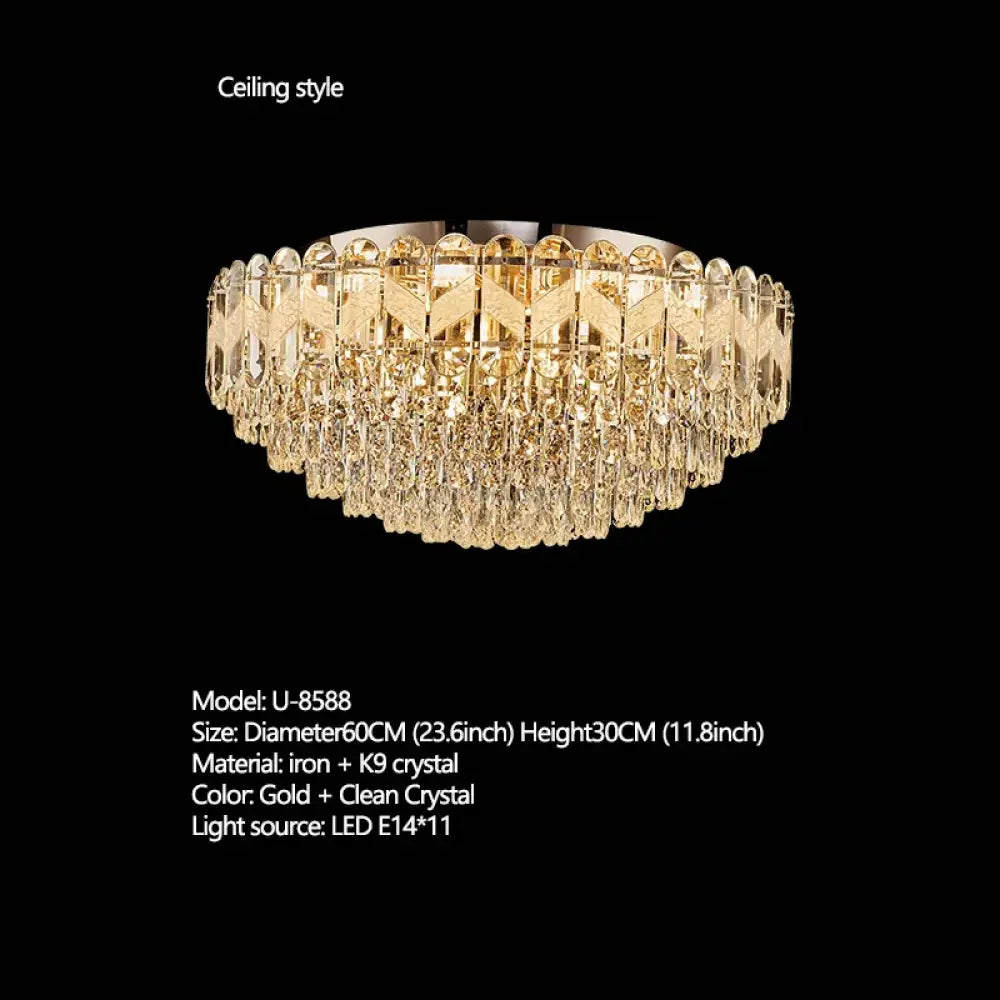 Modern Crystal Gold Chandelier | Dining Room Lighting
