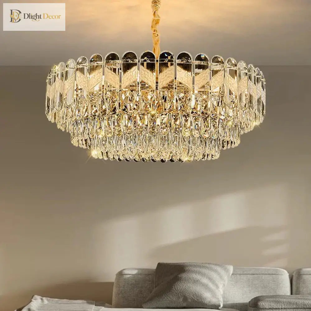 Modern Crystal Gold Chandelier | Dining Room Lighting