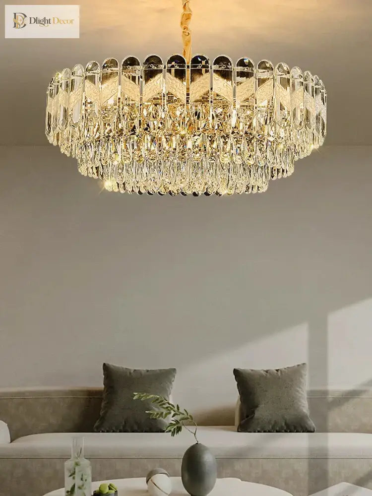 Modern Crystal Gold Chandelier | Dining Room Lighting