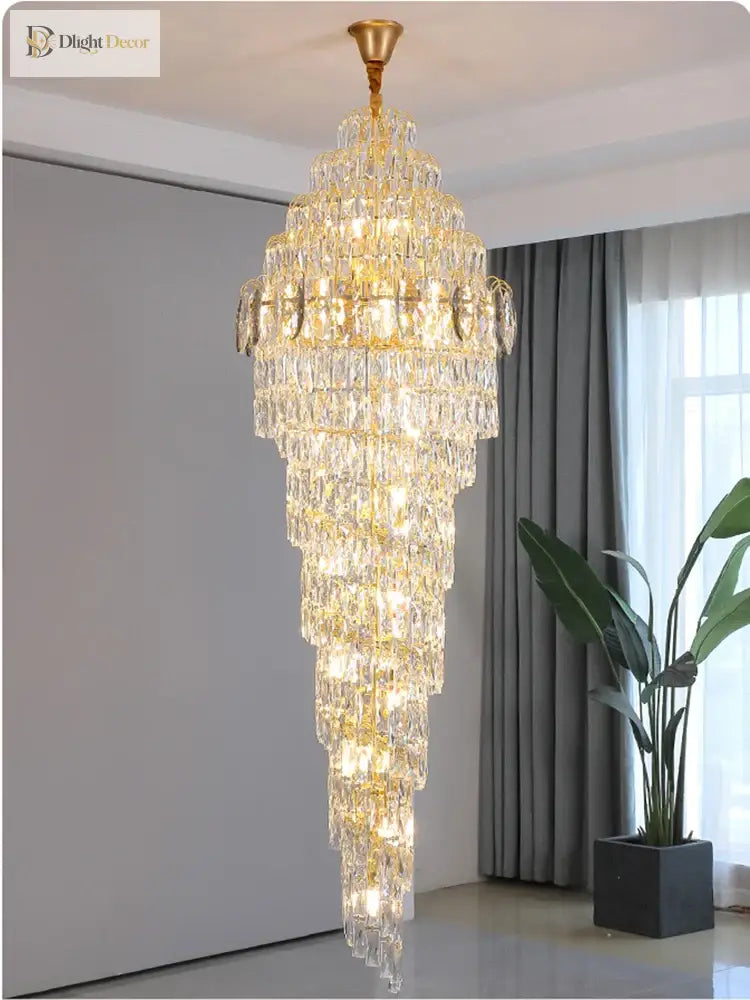 Modern Crystal Gold Chandelier | Hallway & Entry Lighting