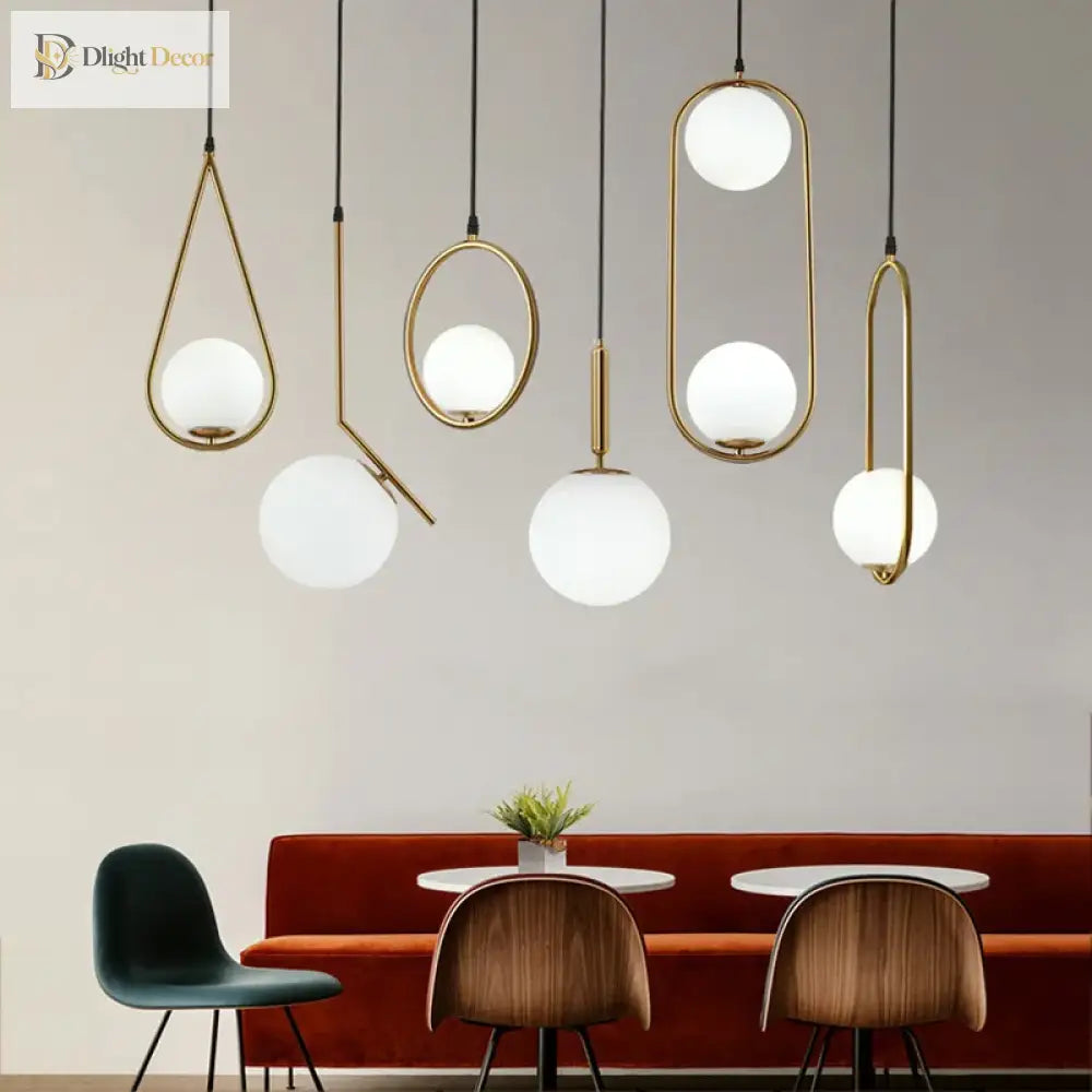 Modern Glass Gold Pendant Light | Modern Bedroom Lighting