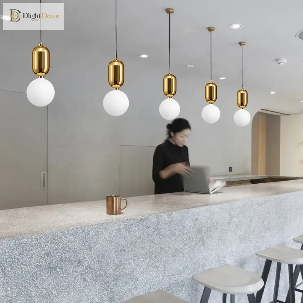 Modern Glass Gold Pendant Light | Modern Bedroom Lighting