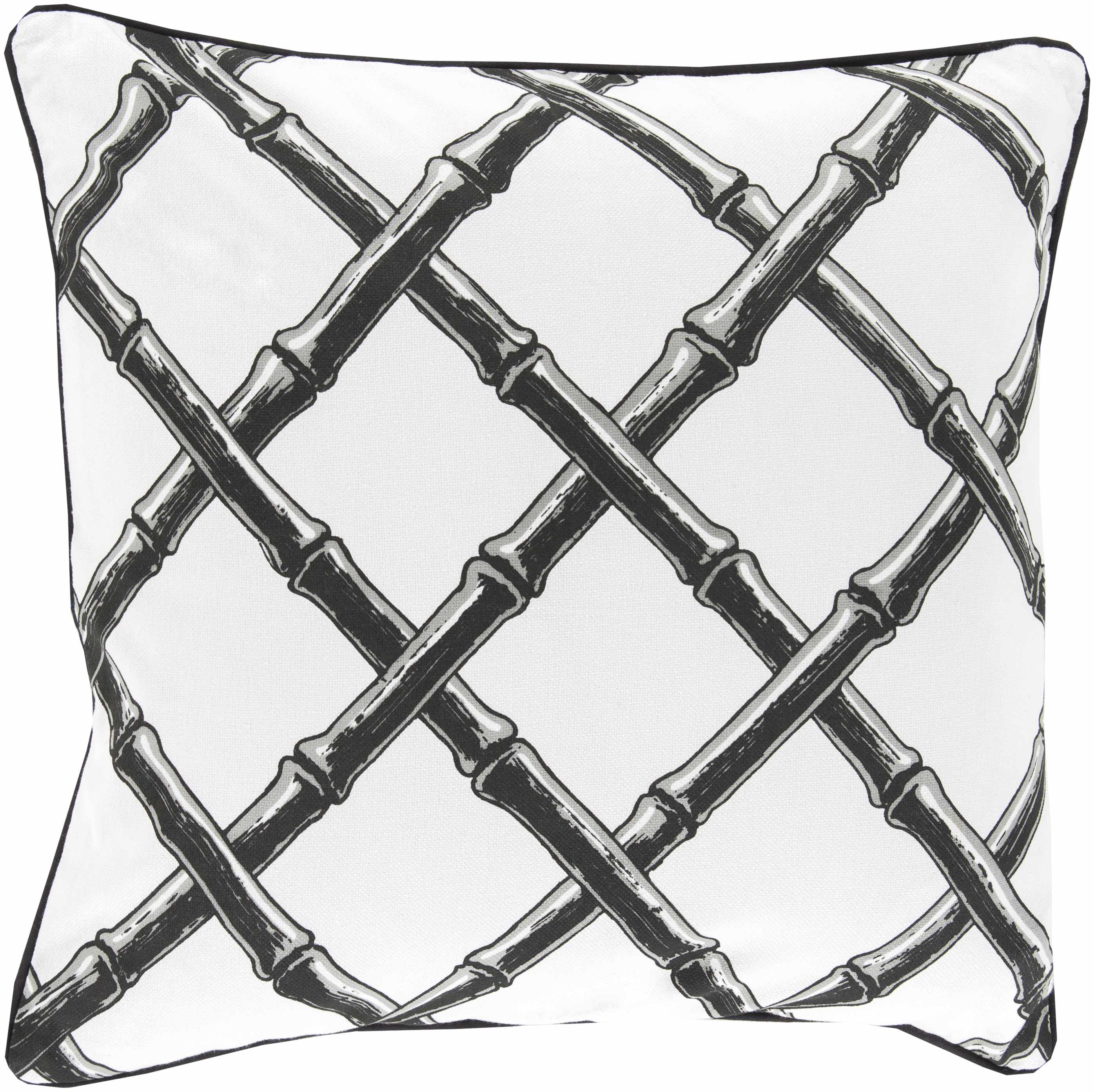 Moray Black & White Bamboo Pattern Accent Pillow - Clearance-0