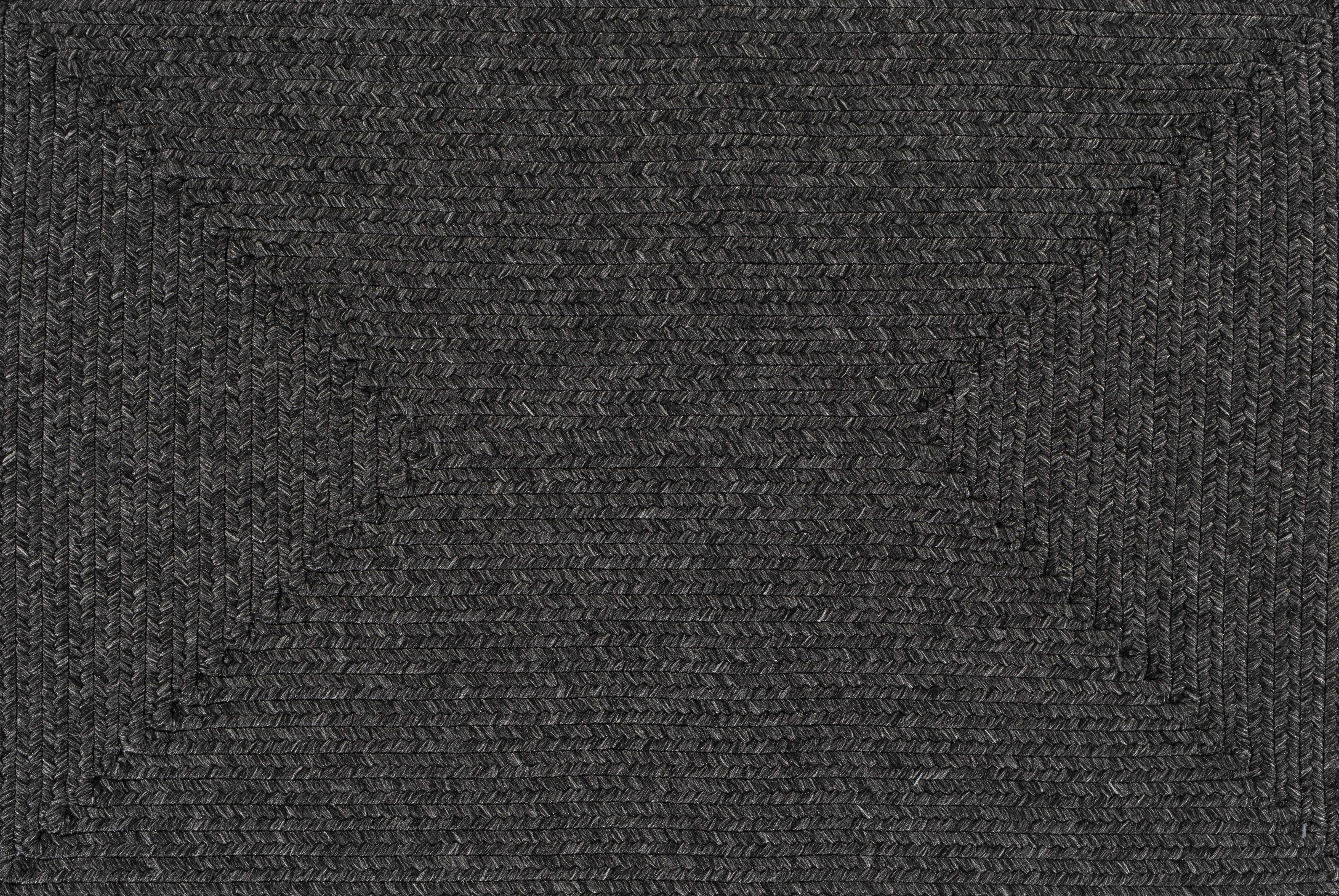 Black Braided Faux Jute Outdoor Rug