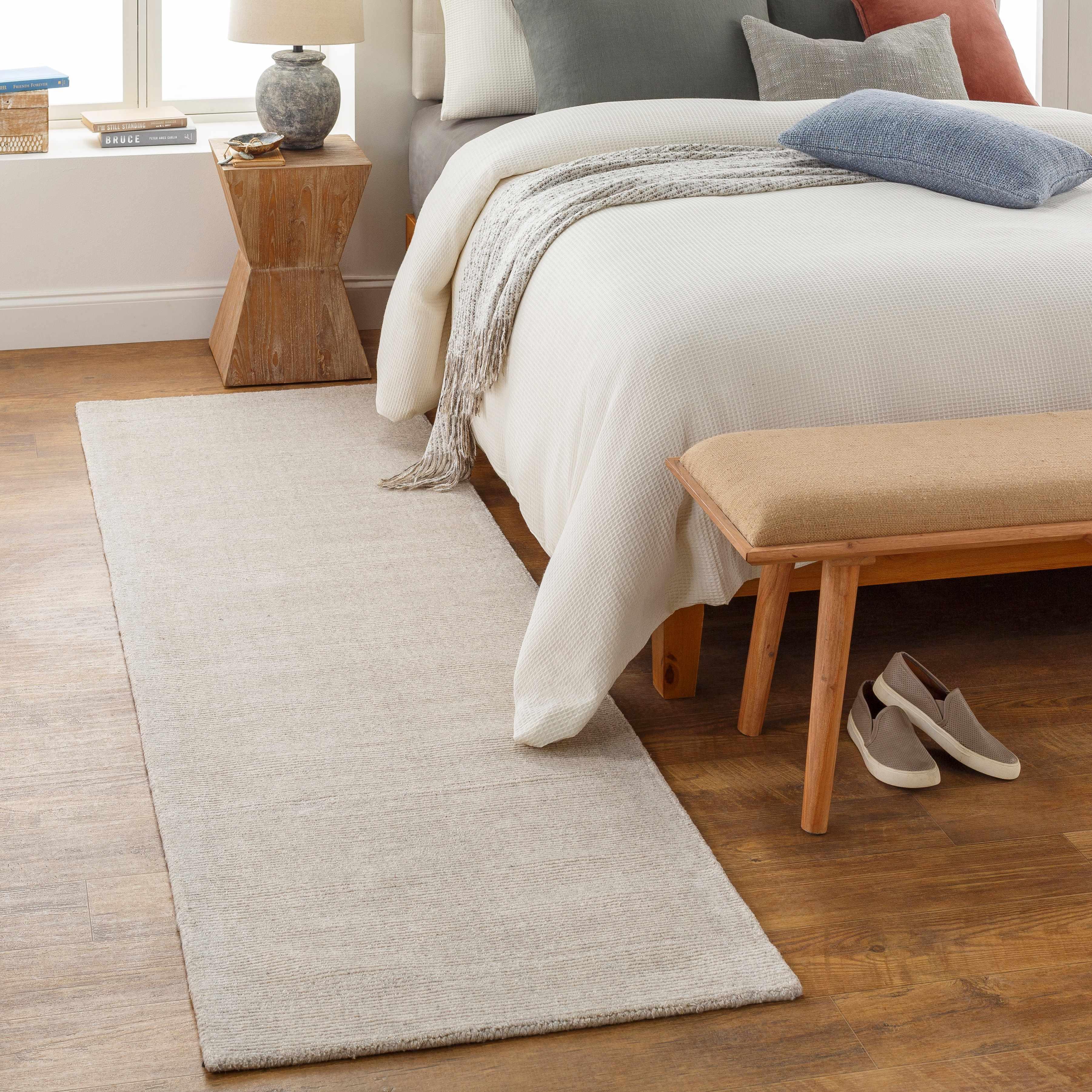 Mariba Ivory Wool Area Rug - PRHOMZ