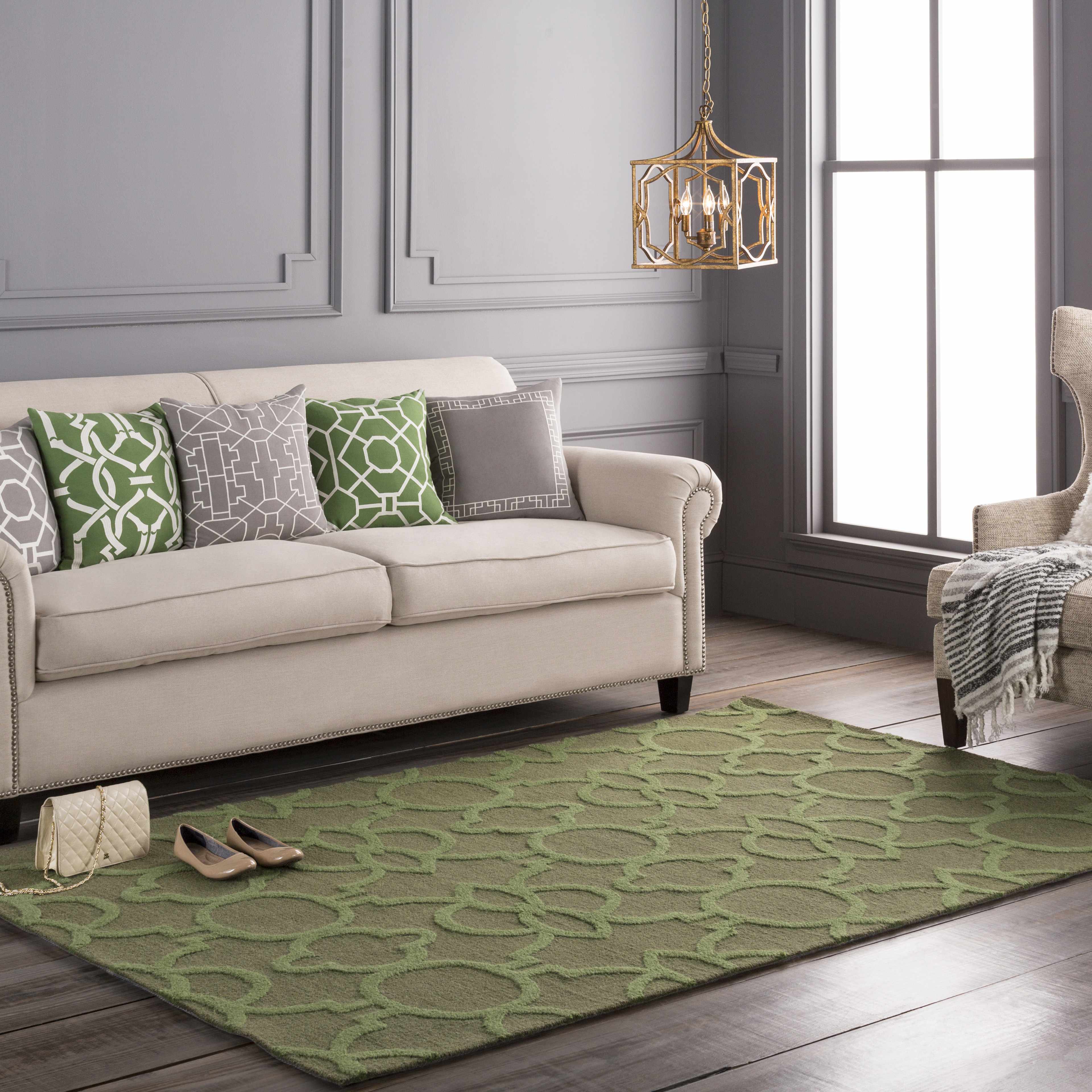 Moatsville Green&White Patterned Accent Pillow - Clearance-0