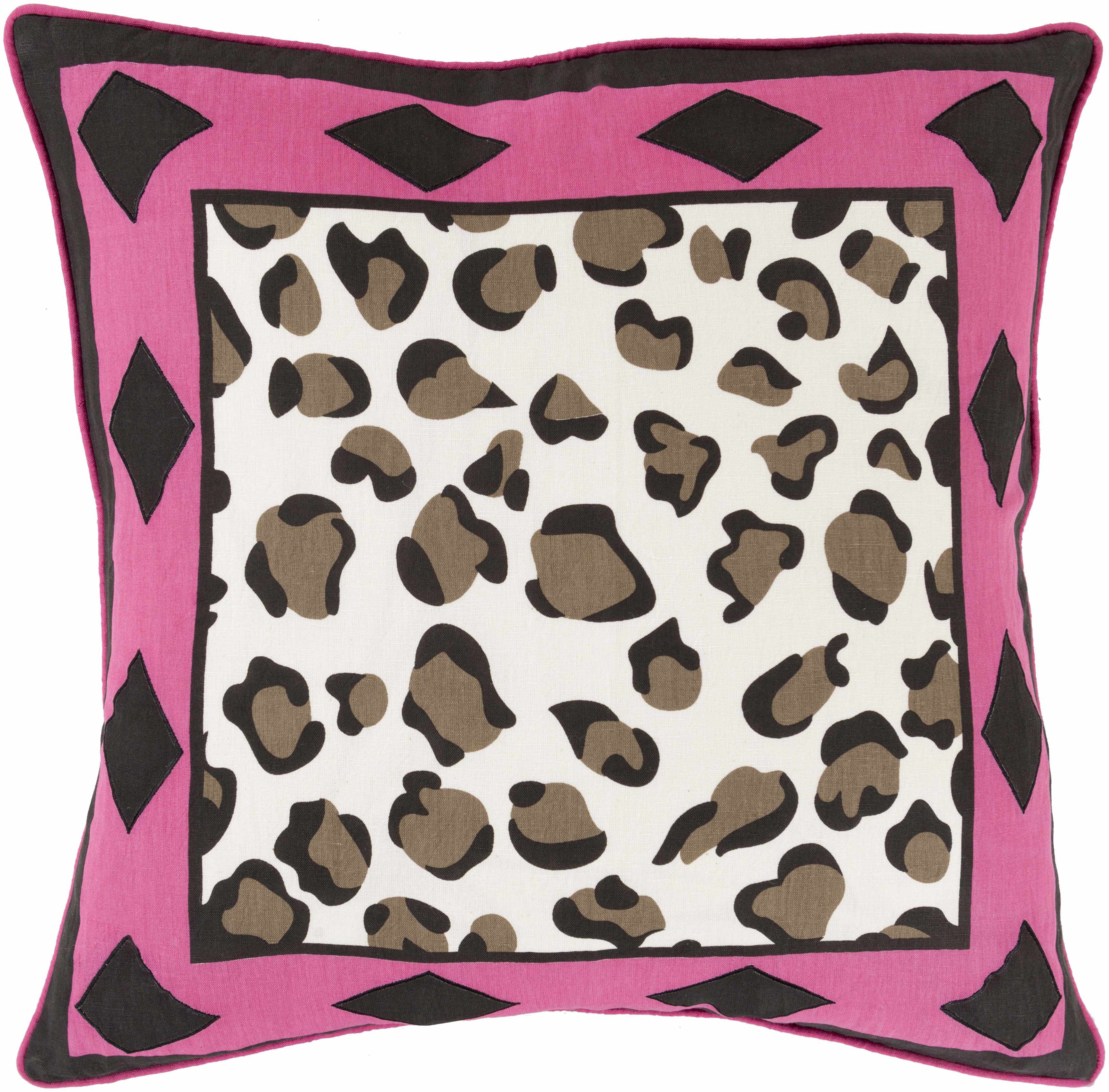 Kids Leopard Print Fuchsia Border Decorative Nursery Throw Pillow - Clearance-0