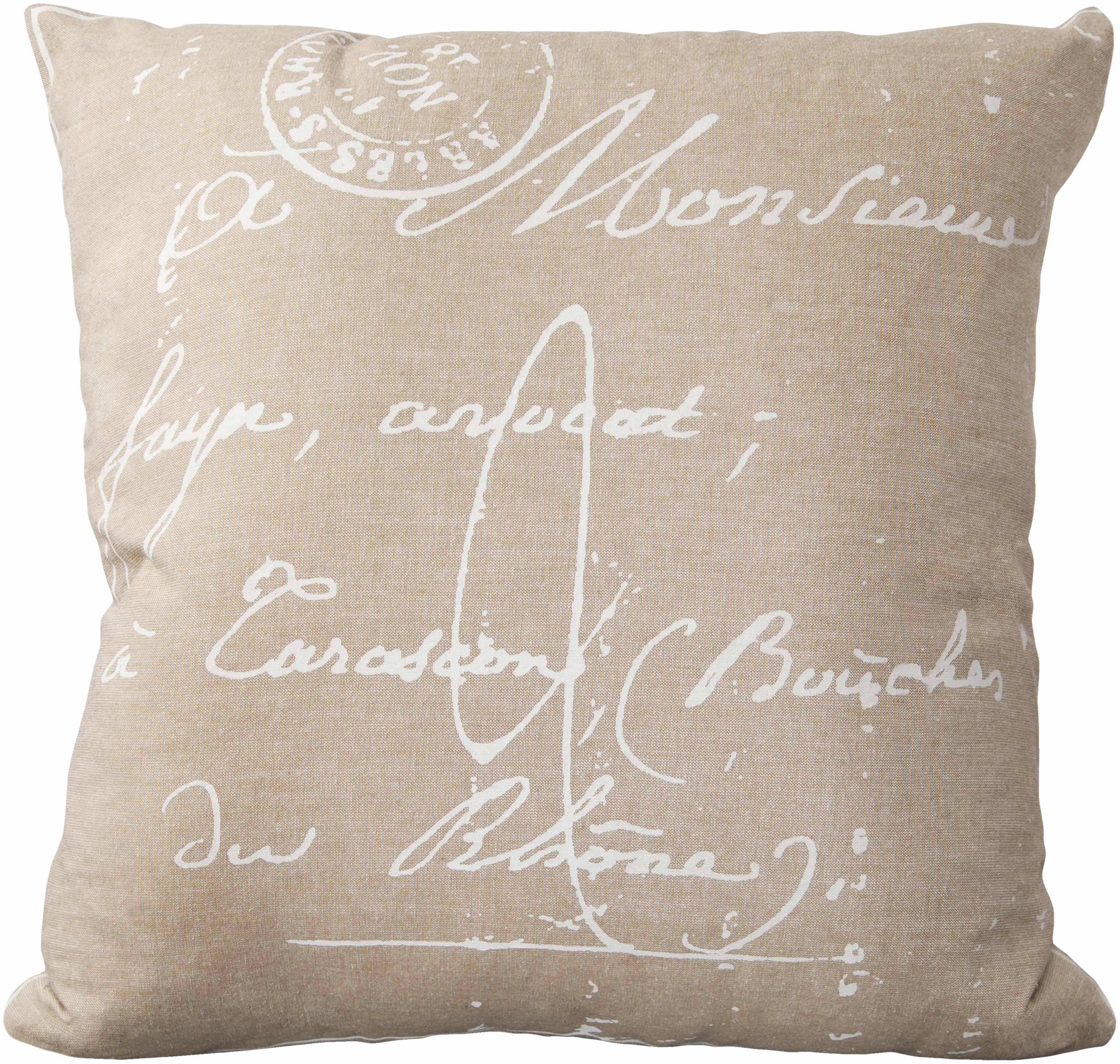 Murray Beige Script Throw Pillow - Clearance - PRHOMZ