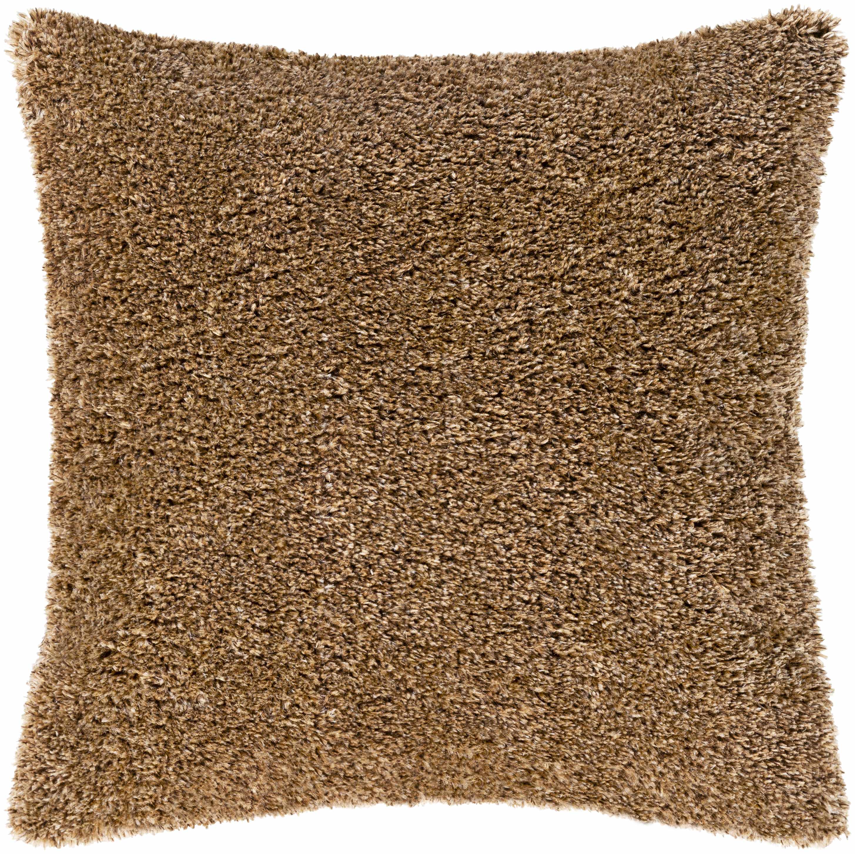 Mertzon Cozy Brown Shag Throw Pillow - Clearance-0