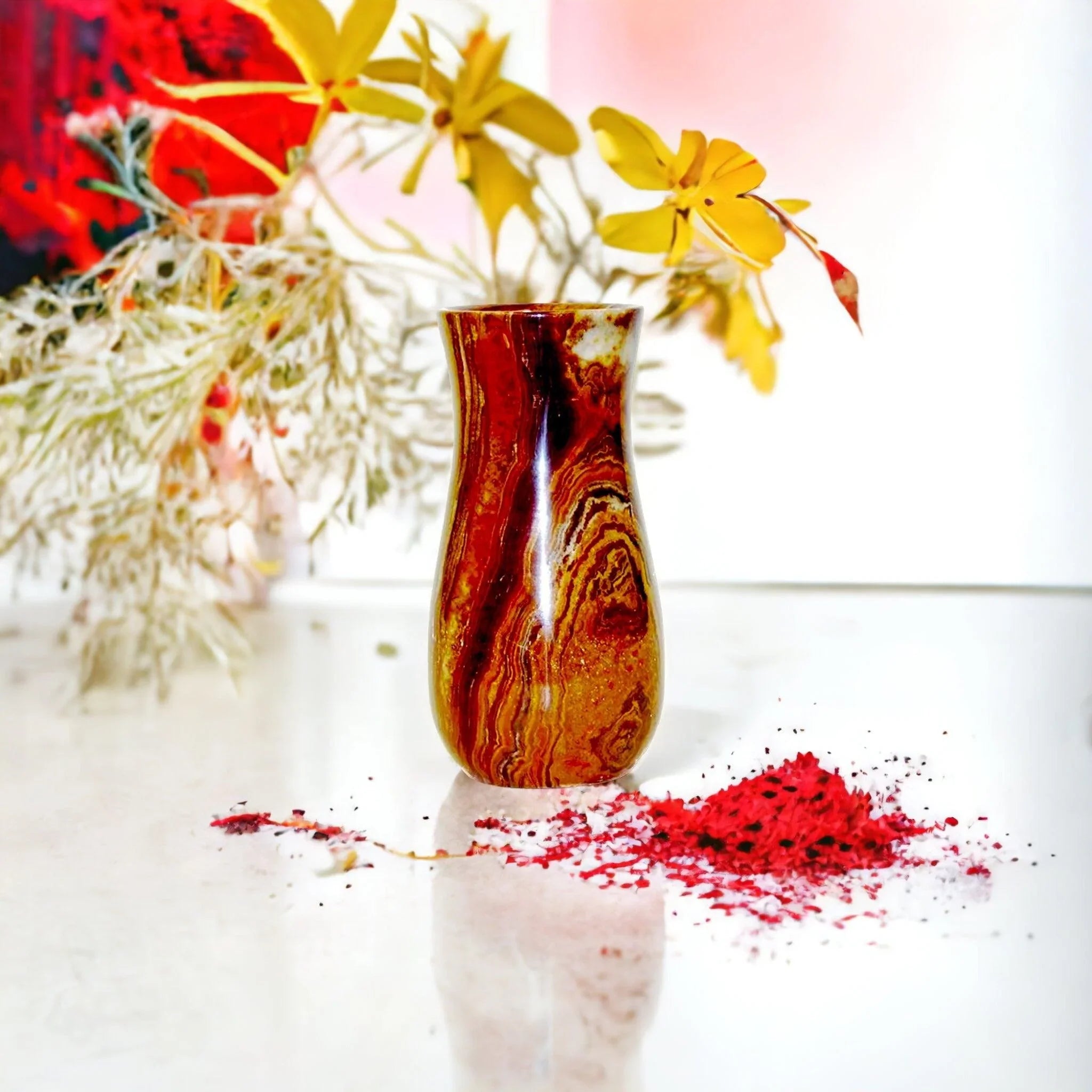 Multi Brown Onyx 9 inch Vase