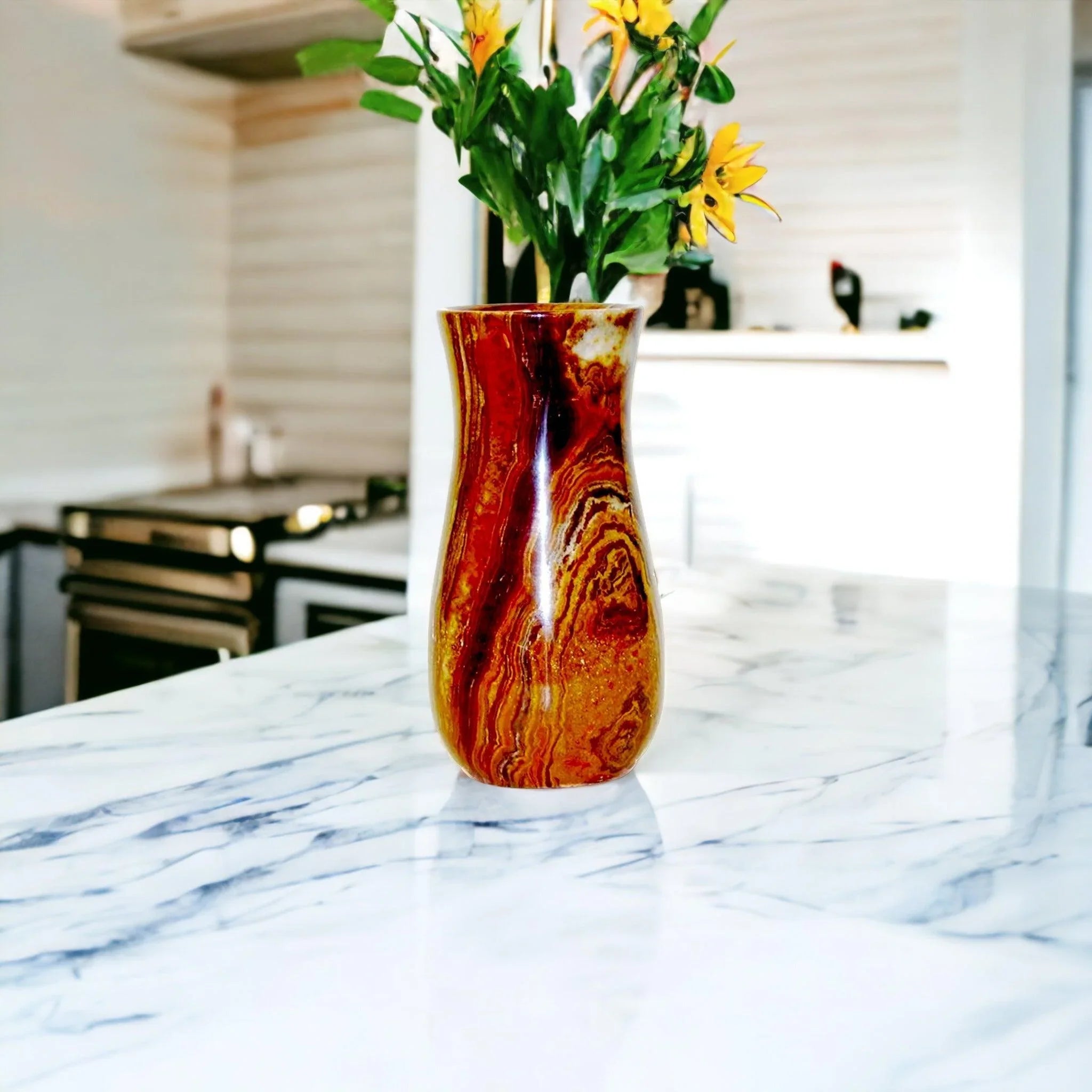 Multi Brown Onyx 9 inch Vase