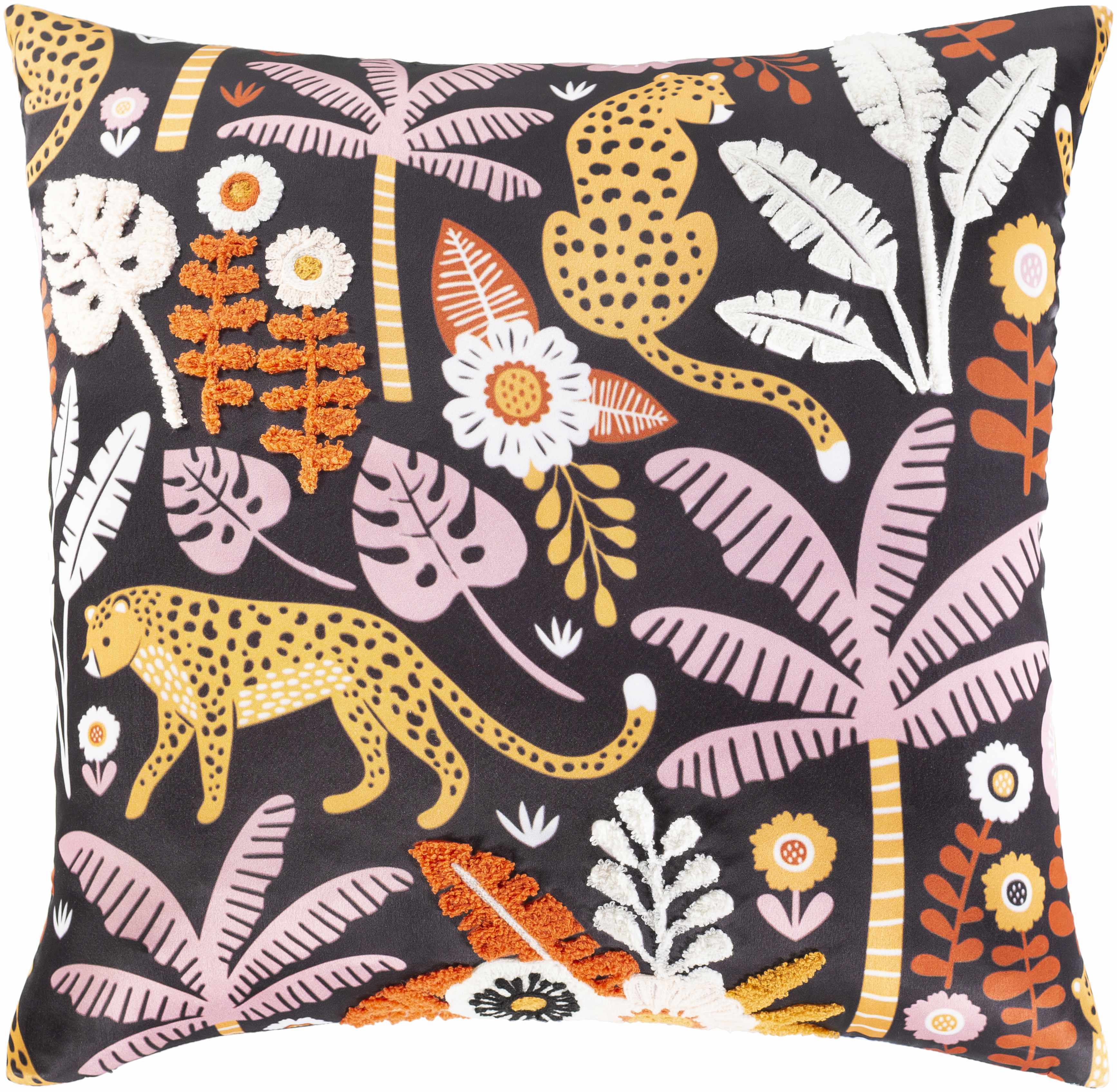 Nakuru Leopard Jungle Floral Throw Pillow - Clearance-0