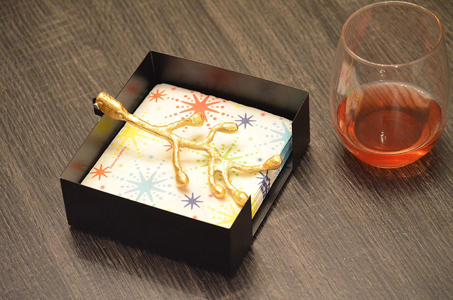 Vibhsa Napkin Holder Dinning Decor (Golden Olive Bud)